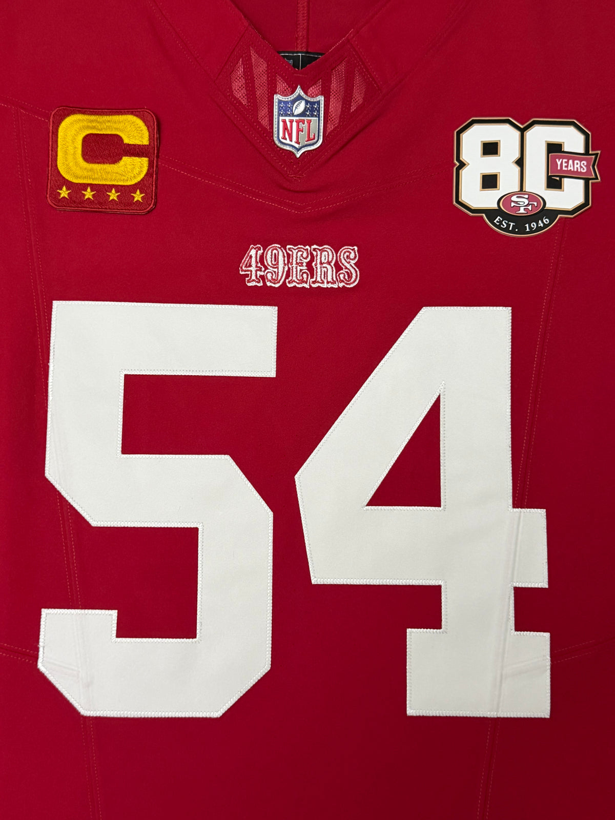 Fred Warner San Francisco 49ers Jersey #54 Nike Vapor FUSE Elite Red Size 48 (XL) NFL