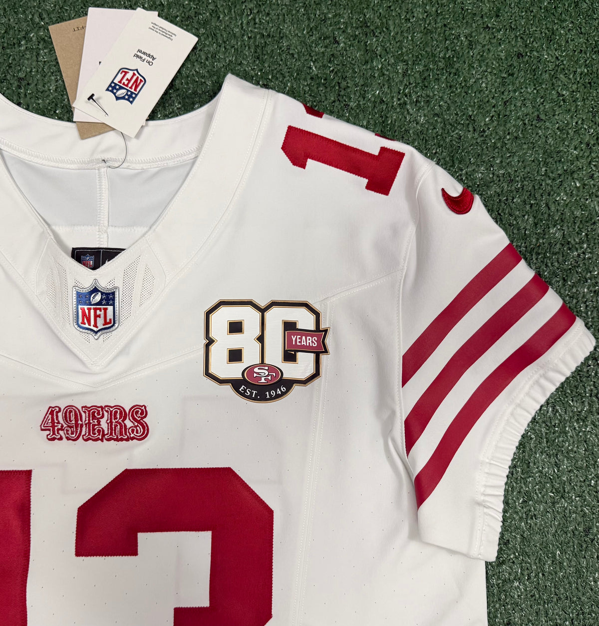 Brock Purdy San Francisco 49ers Jersey #13 Nike Vapor FUSE Elite White Size 44 (Large) NFL