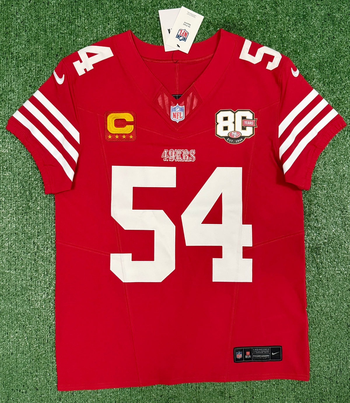 Fred Warner San Francisco 49ers Jersey #54 Nike Vapor FUSE Elite Red Size 40 (Medium) NFL