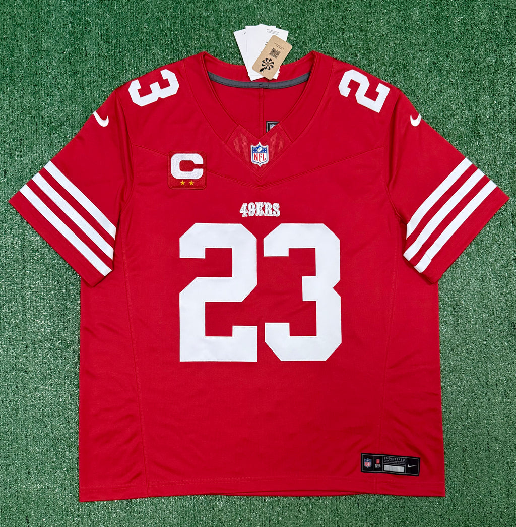 Christian McCaffrey San Francisco 49ers Jersey #23 Nike Vapor Fuse Limited Stitched Red Size (XL) NFL