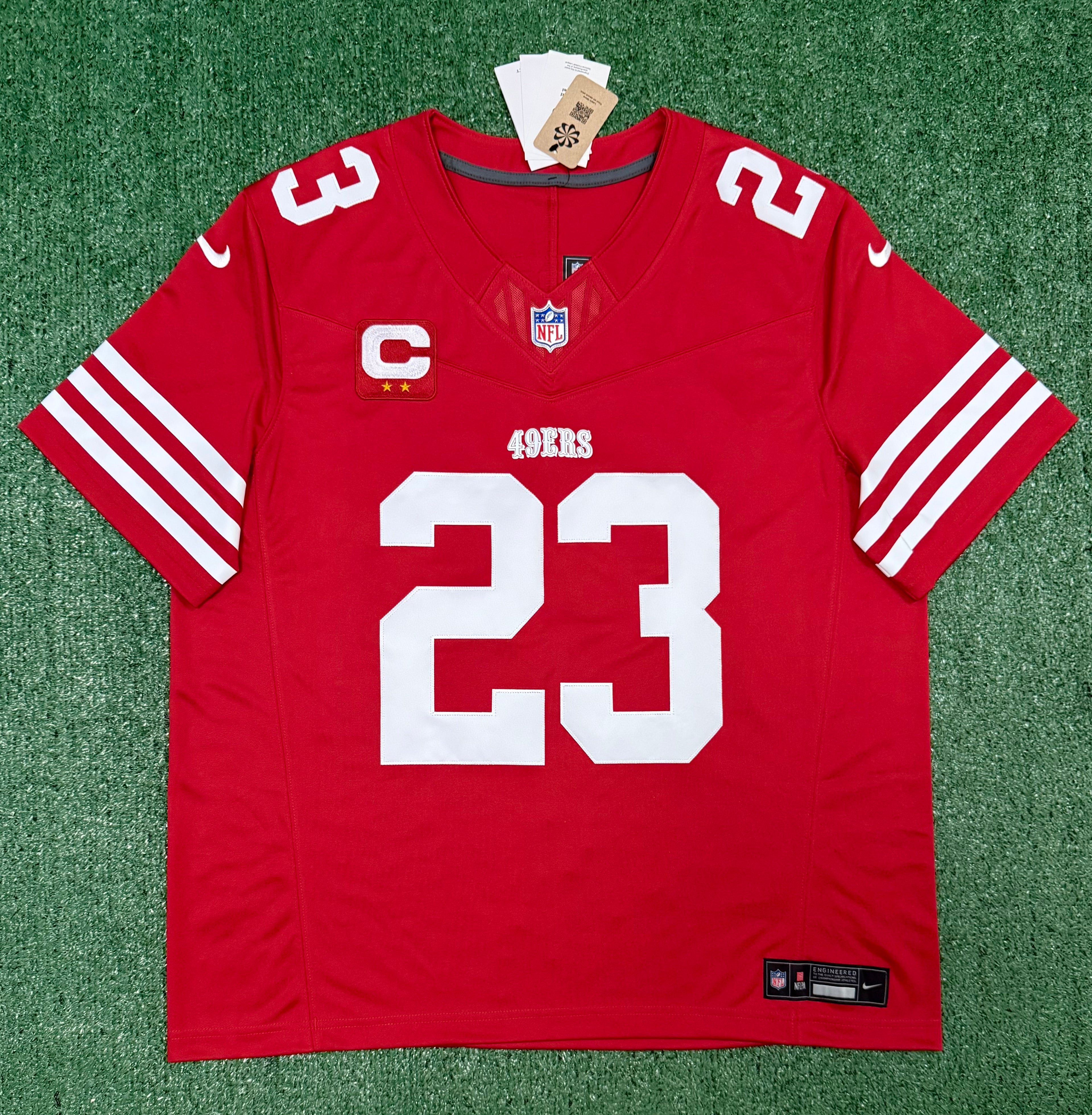 Christian McCaffrey San Francisco 49ers Jersey #23 Nike Vapor Fuse Limited Stitched Red Size (XL) NFL