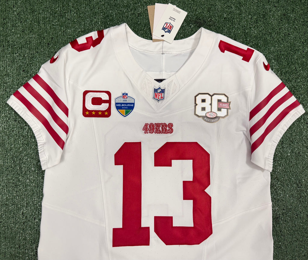 Brock Purdy San Francisco 49ers Jersey #13 Nike Vapor FUSE Elite White Size 44 (Large) NFL