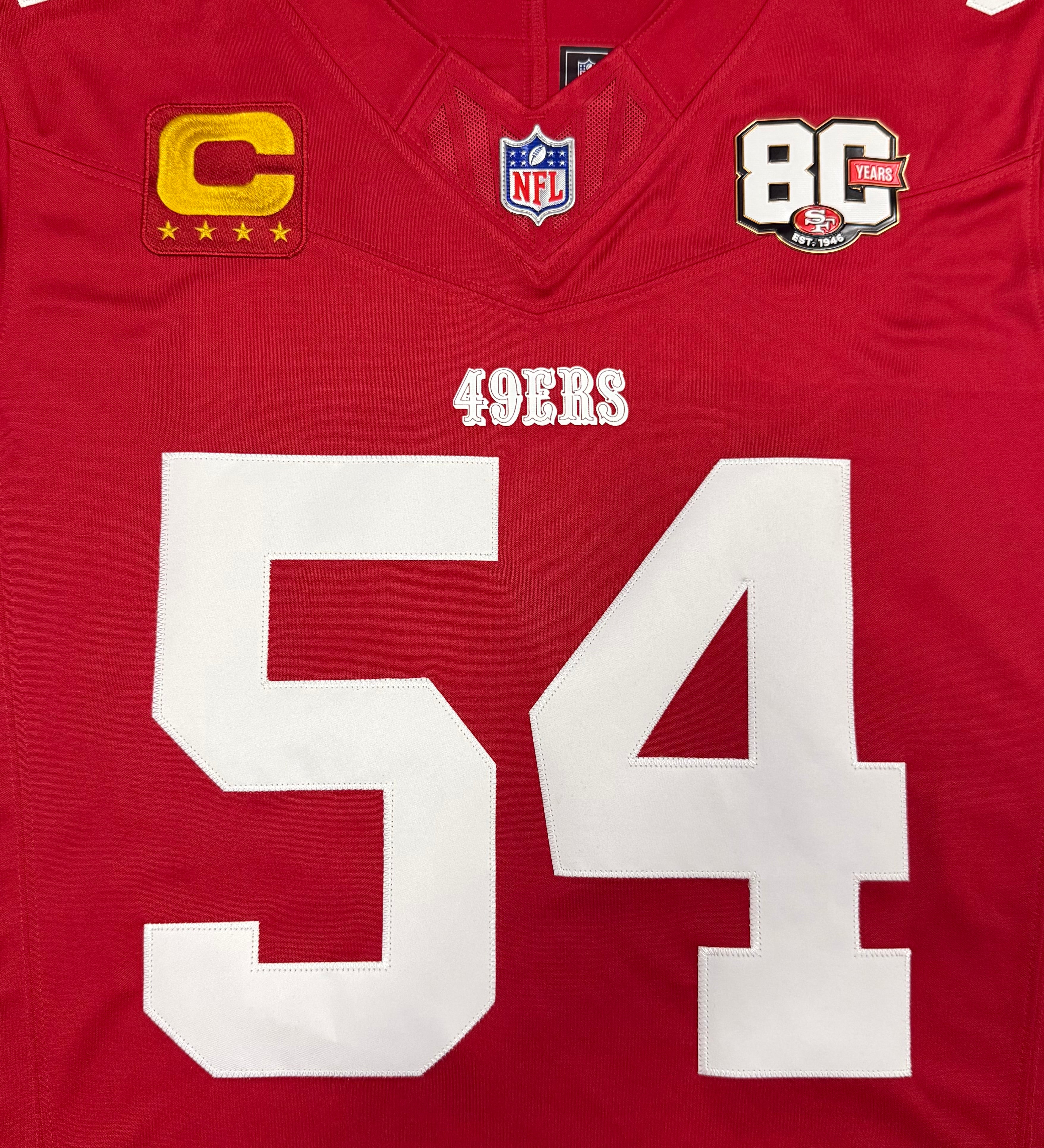 Fred Warner San Francisco 49ers Jersey #54 Nike Vapor Fuse Limited Stitched Red Size (Large) NFL