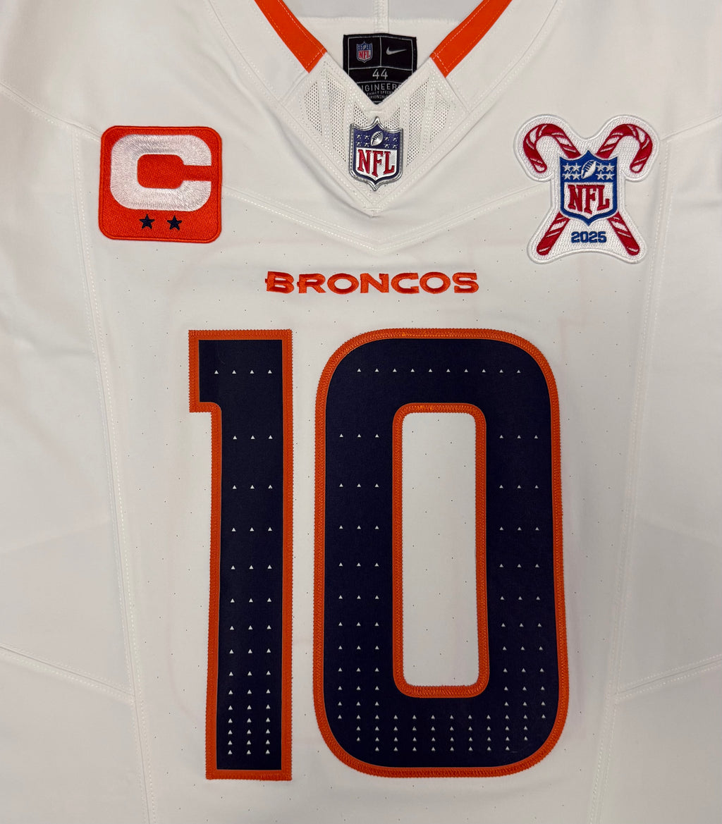 Bo Nix Denver Broncos Jersey #10 Nike Vapor Fuse Elite White Size 44 (L) NFL