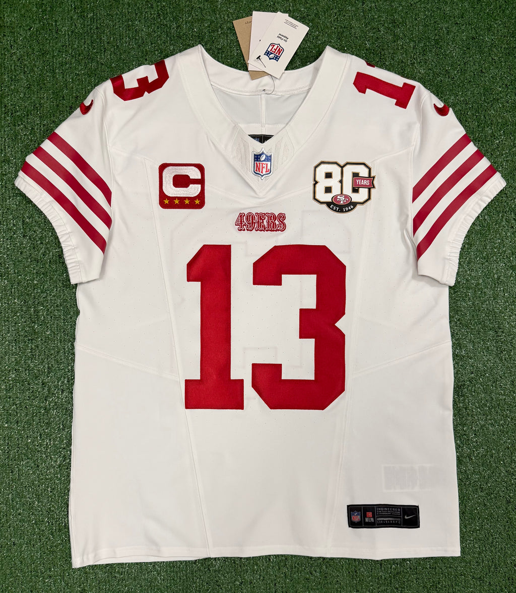 Brock Purdy San Francisco 49ers Jersey #13 Nike Vapor FUSE Elite White Size 44 (Large) NFL