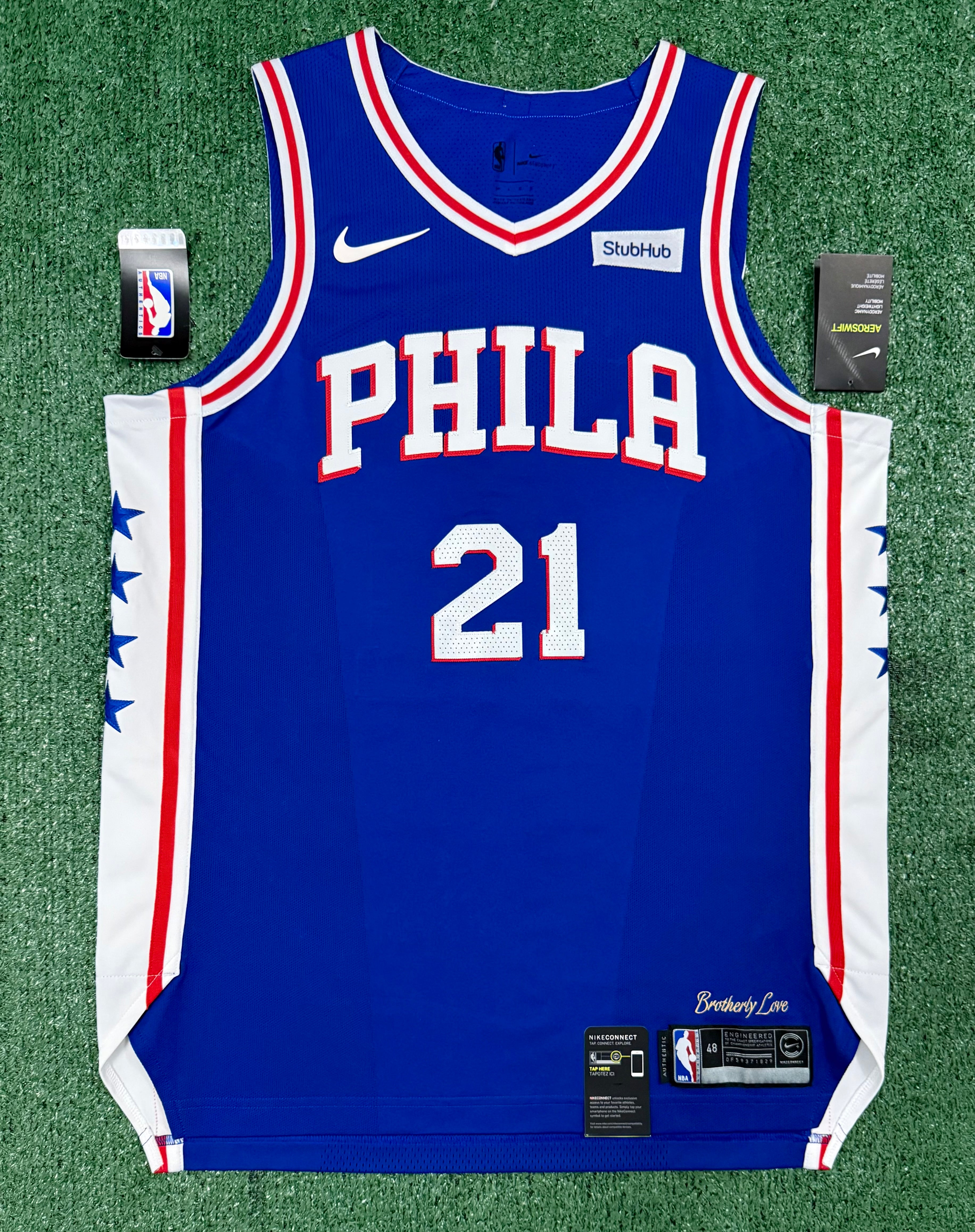 Joel Embid Philadelphia 76ers Jersey #21 Nike AeroSwift Authentic Blue Size 48 (L) NBA
