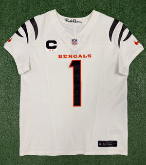 Ja'Marr Chase Cincinnati Bengals Jersey #1 Nike Vapor Fuse Elite White Size 44 (Large) NFL