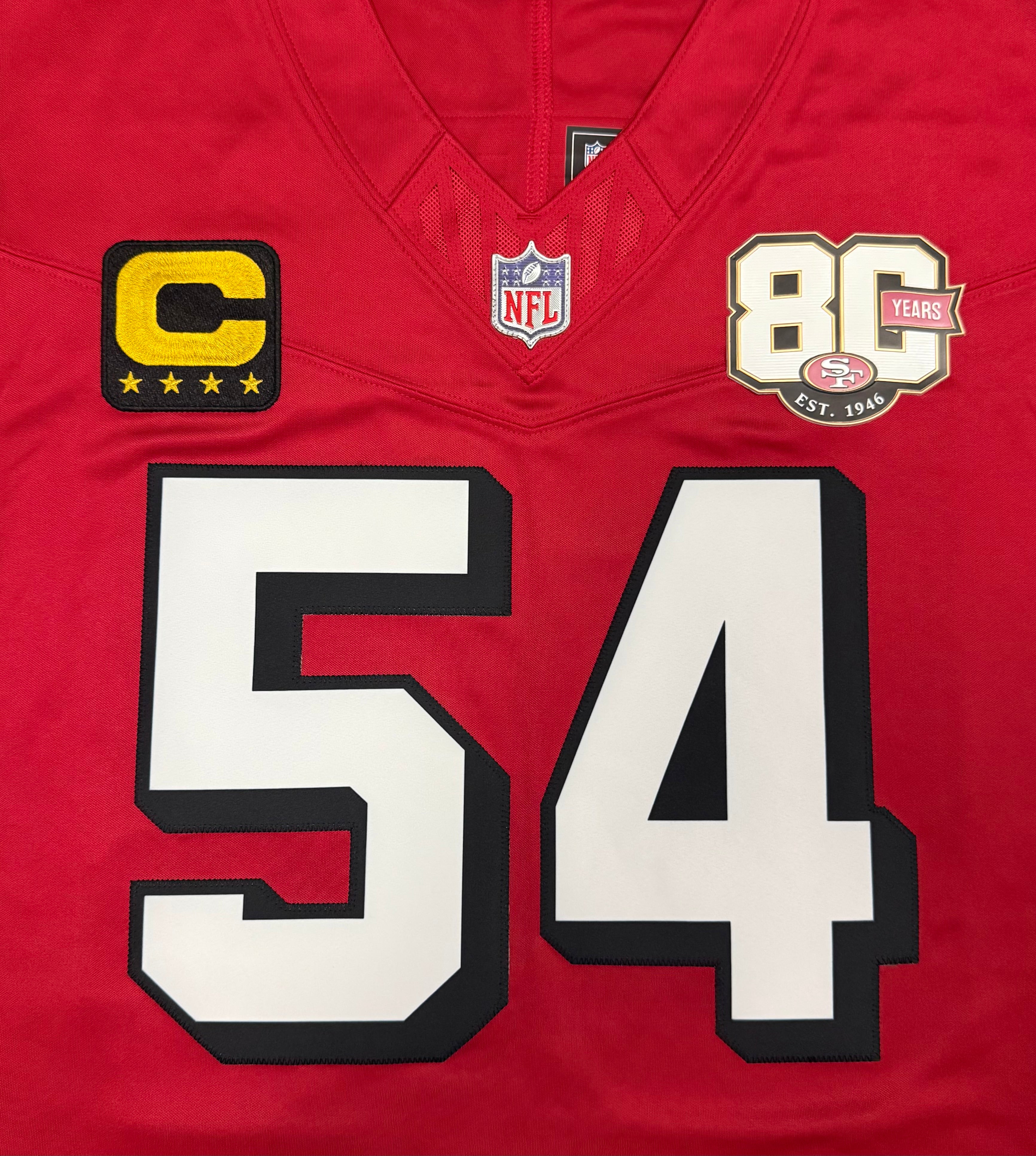 Fred Warner San Francisco 49ers Jersey #54 Nike Vapor Fuse Limited Stitched Red Size (Large) NFL