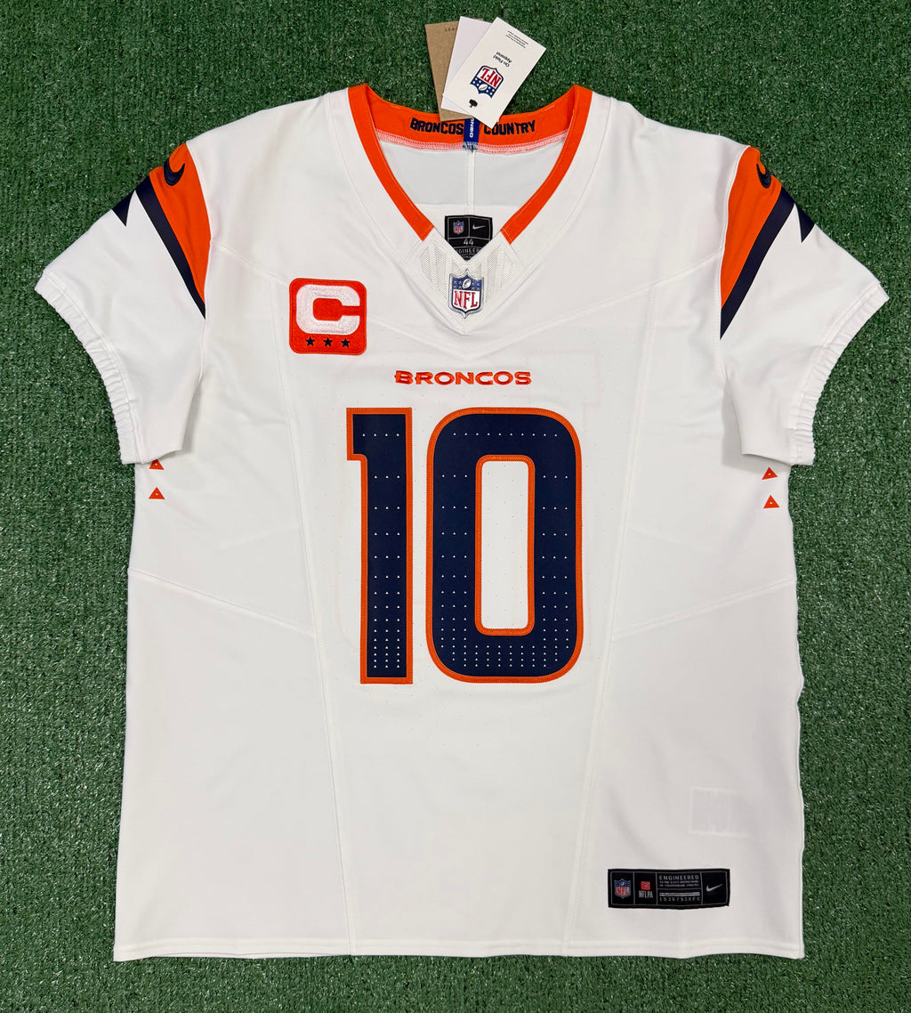 Bo Nix Denver Broncos Jersey #10 Nike Vapor Fuse Elite White Size 44 (L) NFL