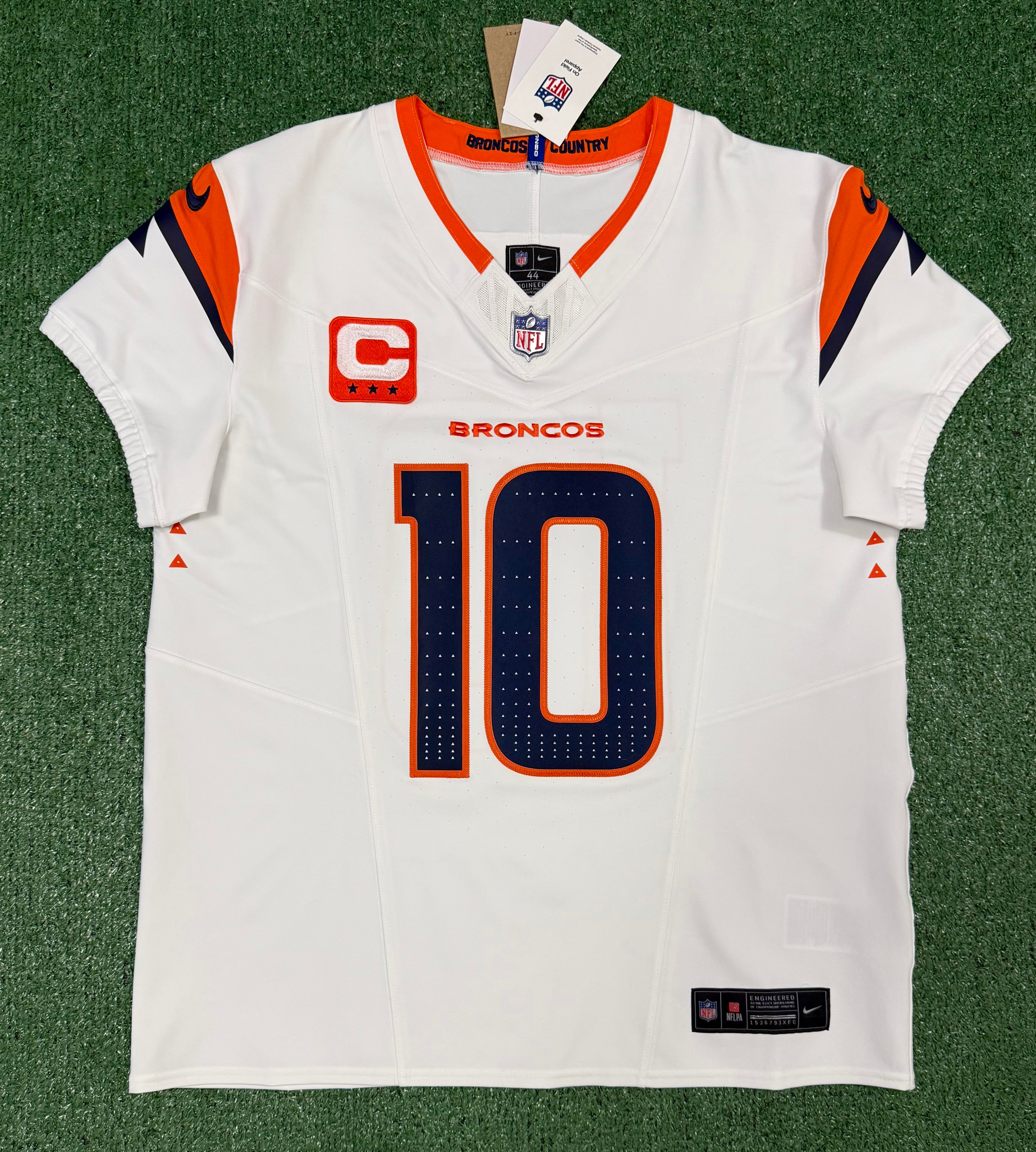 Bo Nix Denver Broncos Jersey #10 Nike Vapor Fuse Elite White Size 44 (L) NFL