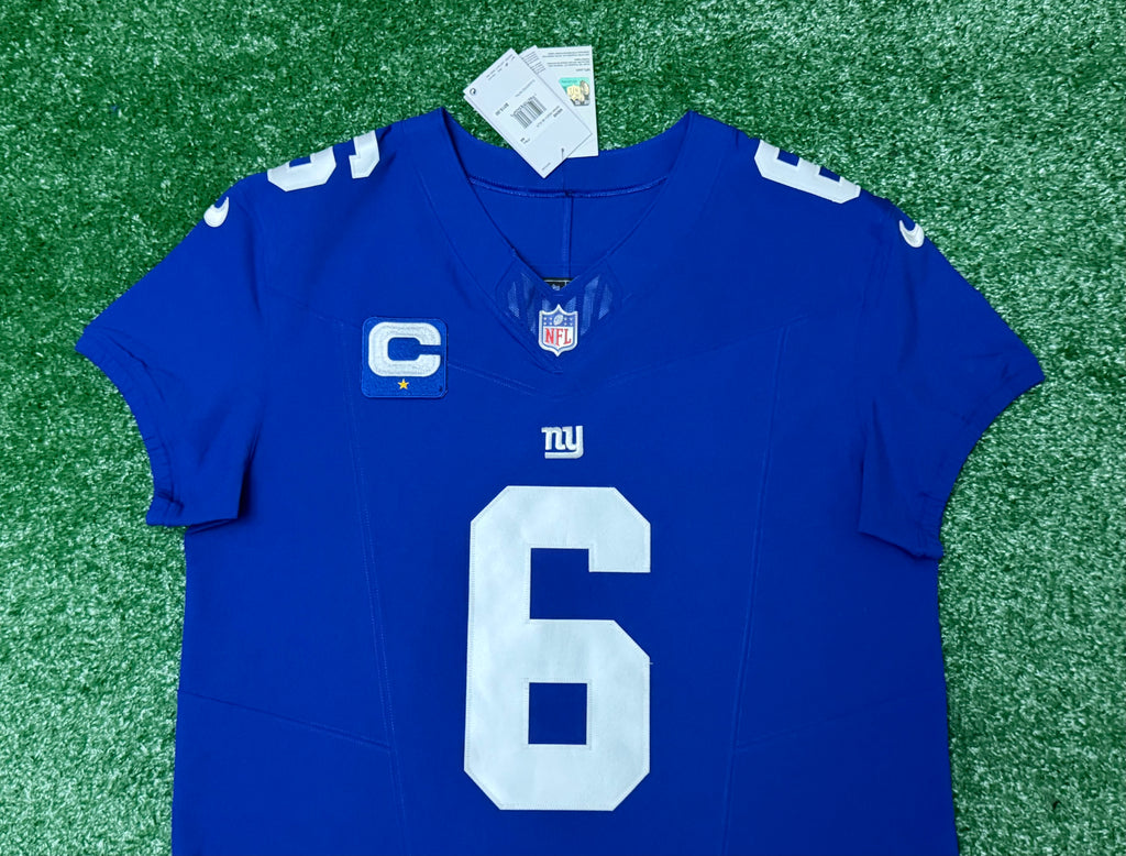 Jaxson Dart New York Giants Jersey #6 Nike Vapor FUSE Elite Blue Size 44 (Large) NFL