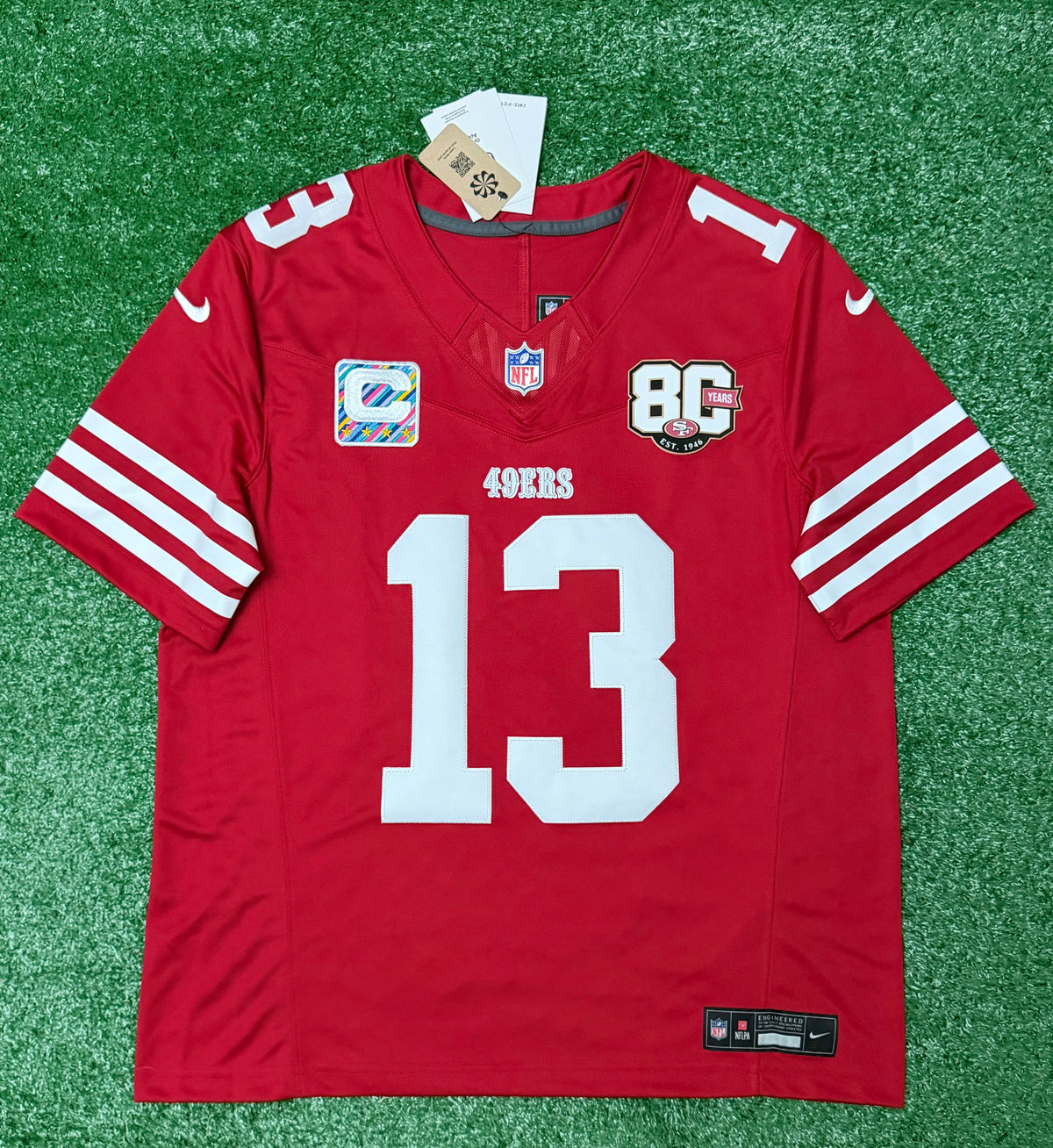 Brock Purdy San Francisco 49ers Jersey #13 Nike Vapor Fuse Limited Stitched Red Size (Large) NFL
