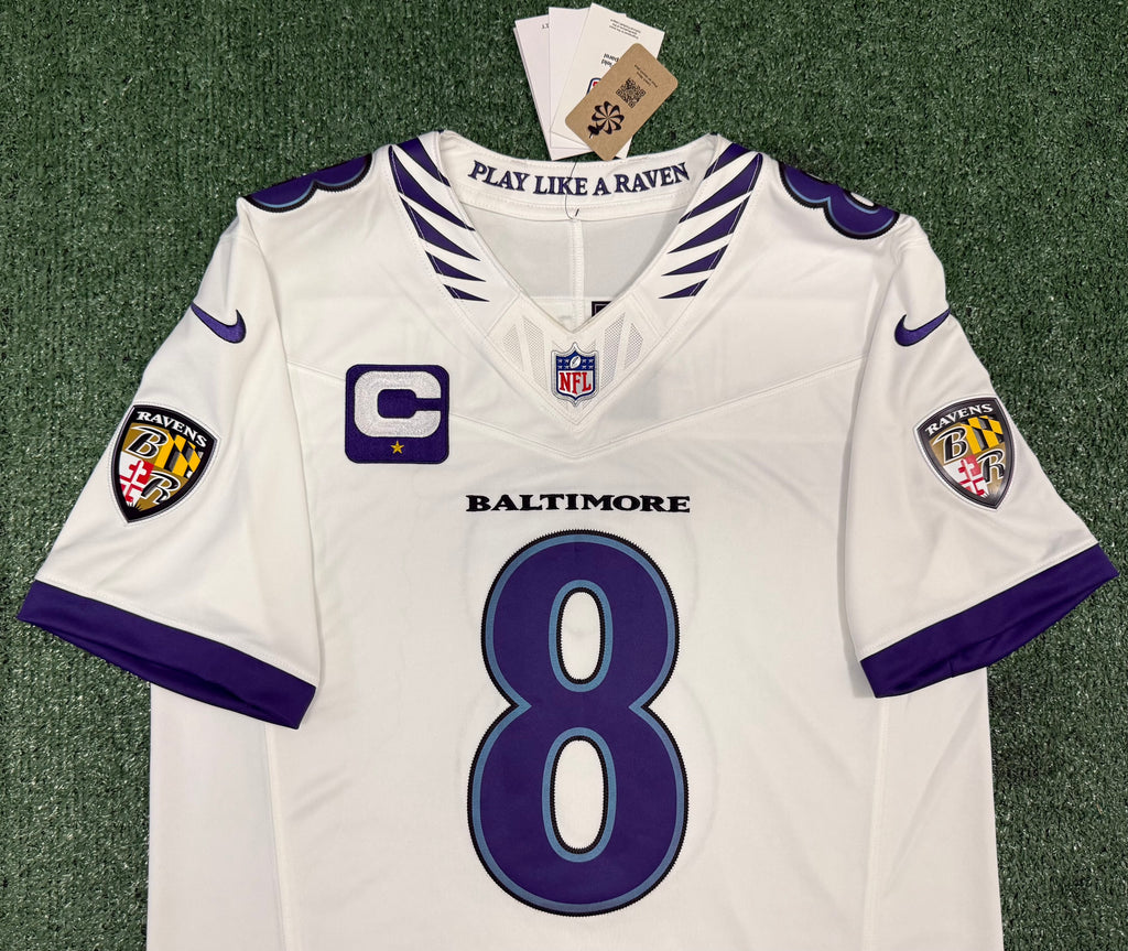 Lamar Jackson Baltimore Ravens Jersey #8 Nike Vapor FUSE Limited White Size (Medium) NFL