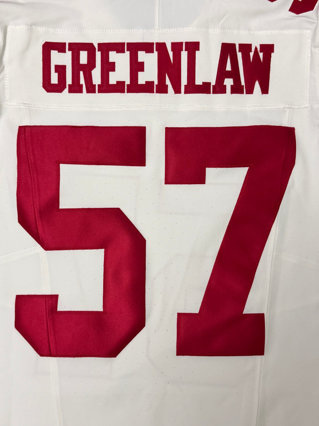 Dre Greenlaw San Francisco 49ers Jersey #57 Nike Vapor FUSE Elite White Size 40 (Medium) NFL