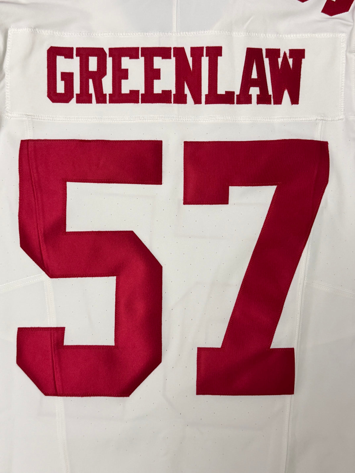 Dre Greenlaw San Francisco 49ers Jersey #57 Nike Vapor FUSE Elite White Size 40 (Medium) NFL