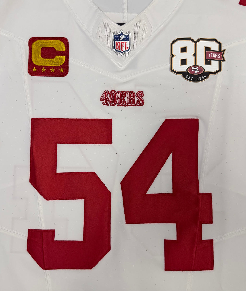 Fred Warner San Francisco 49ers Jersey #54 Nike Vapor FUSE Elite White Size 48 (XL) NFL