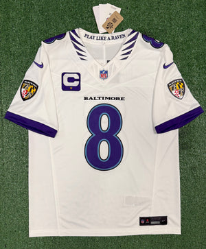 Lamar Jackson Baltimore Ravens Jersey #8 Nike Vapor FUSE Limited White Size (Medium) NFL
