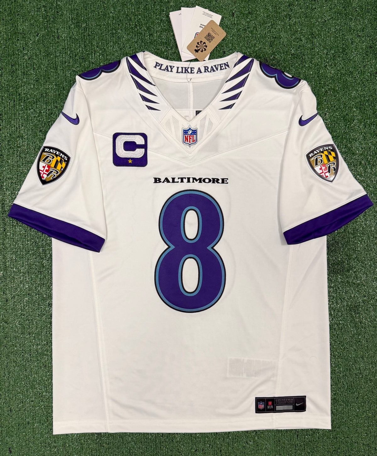 Lamar Jackson Baltimore Ravens Jersey #8 Nike Vapor FUSE Limited White Size (Medium) NFL