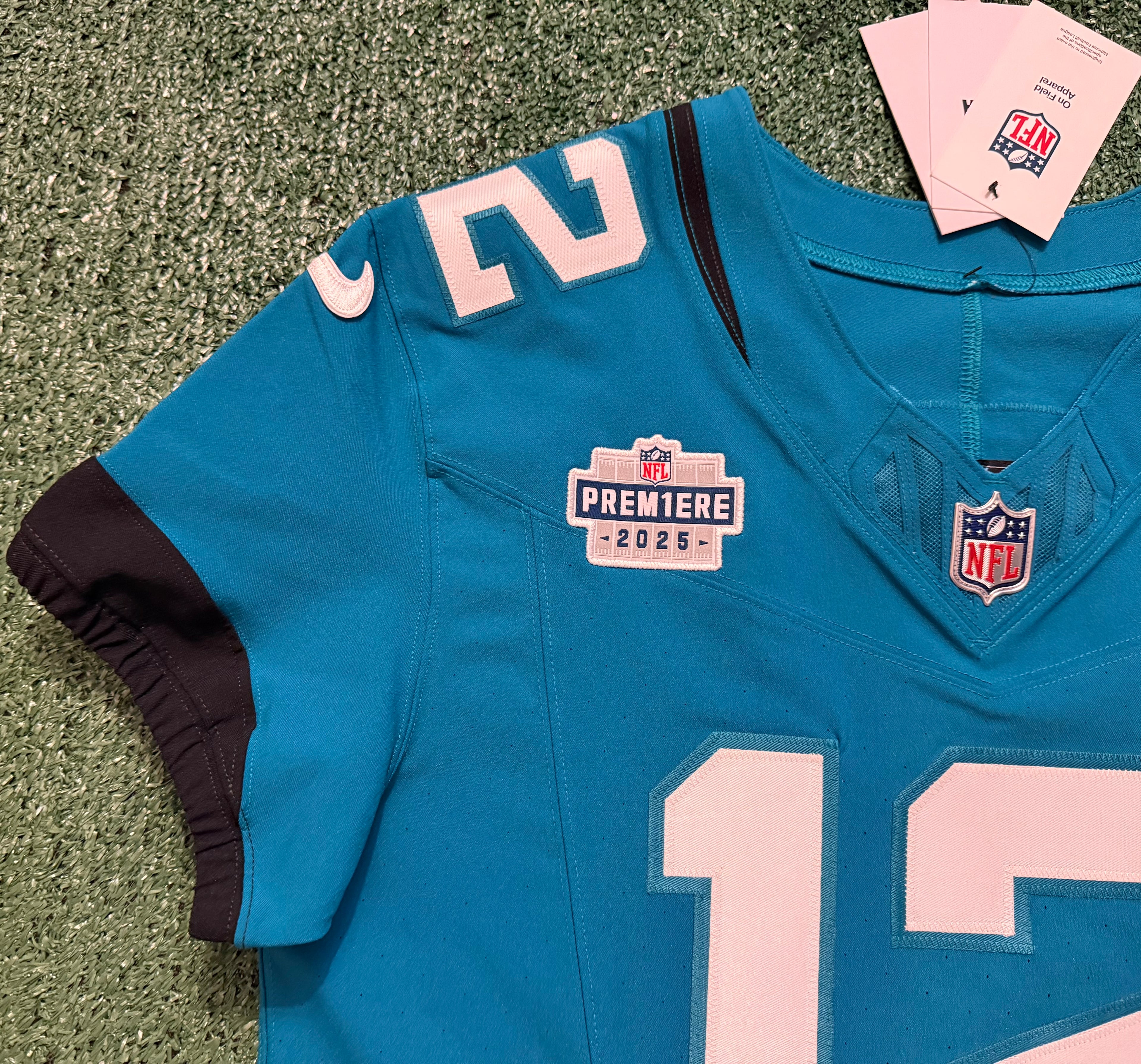 Travis Hunter Jacksonville Jaguars Jersey #12 Nike Vapor Fuse Elite Teal Size 40 (M) NFL