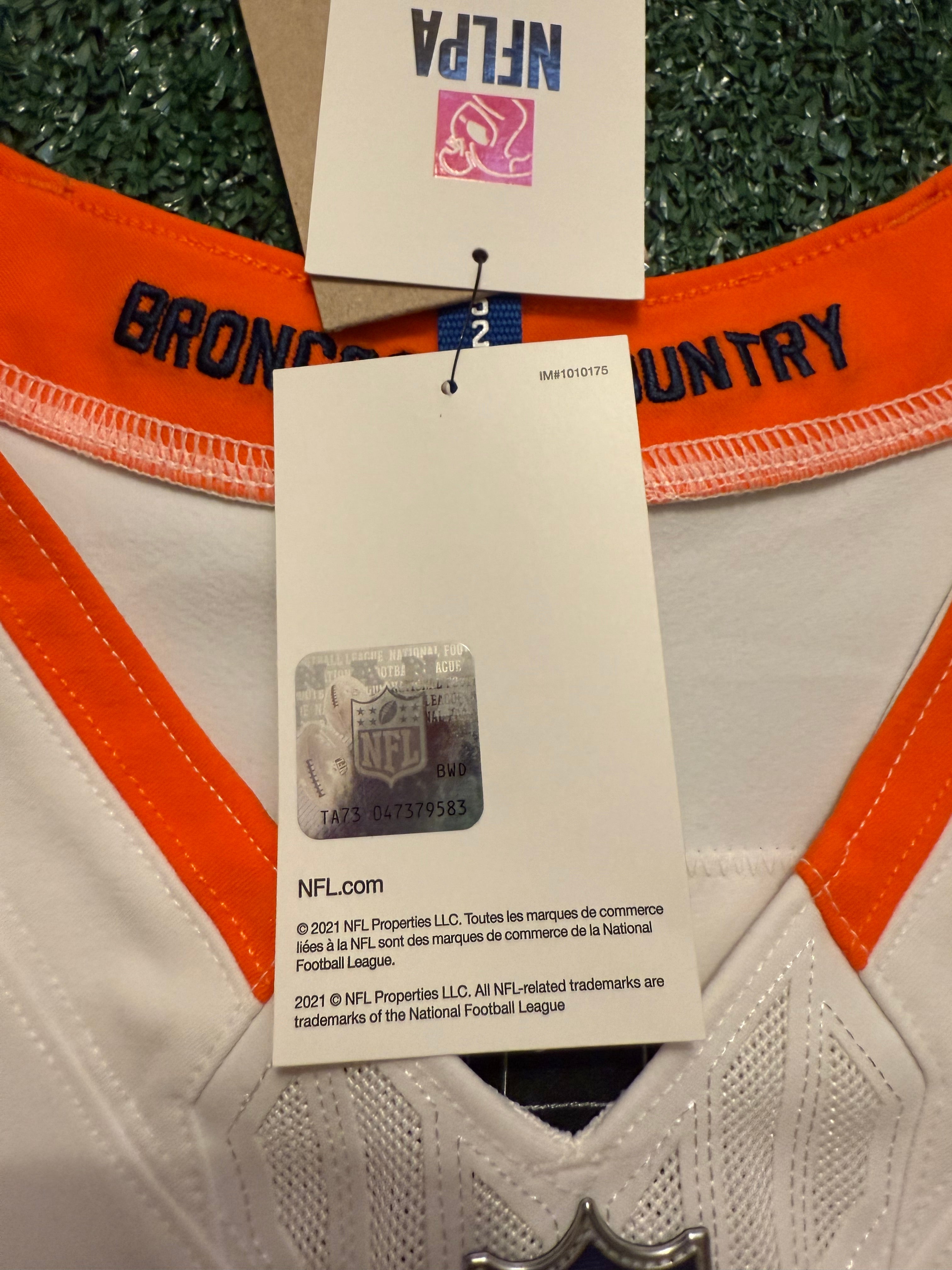 Bo Nix Denver Broncos Jersey #10 Nike Vapor Fuse Elite White Size 44 (L) NFL