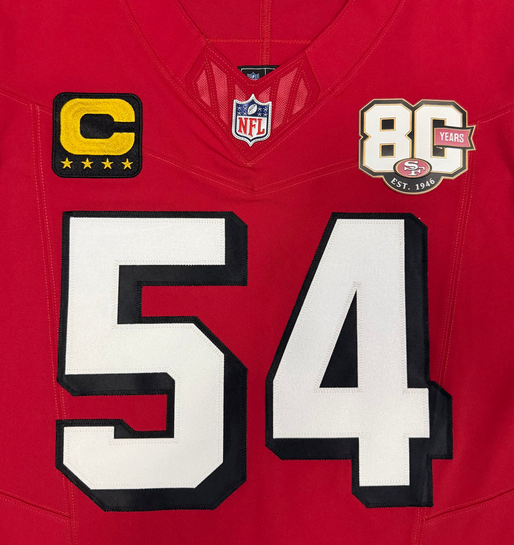 Fred Warner San Francisco 49ers Jersey #54 Nike Vapor FUSE Elite Red Size 40 (Medium) NFL