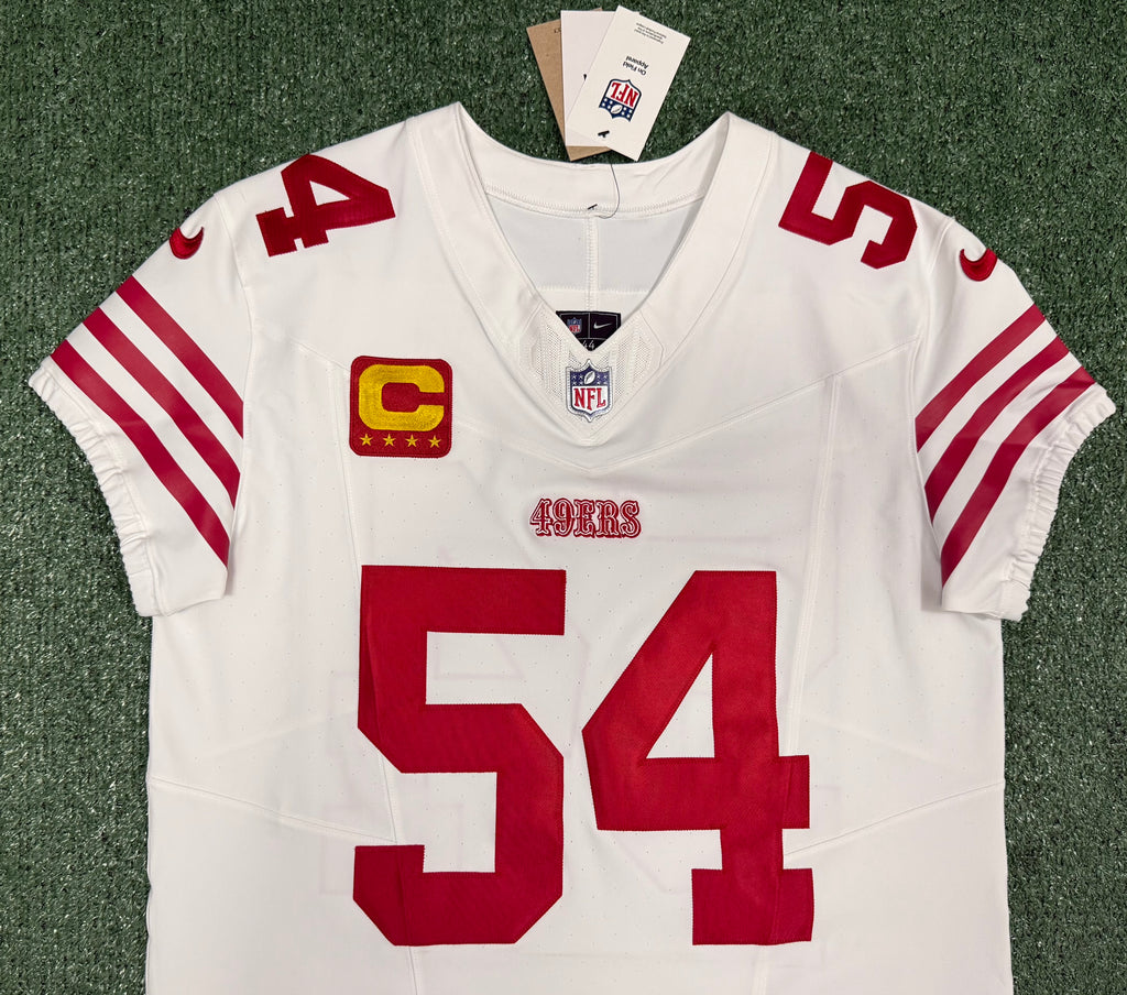 Fred Warner San Francisco 49ers Jersey #54 Nike Vapor FUSE Elite White Size 44 (Large) NFL