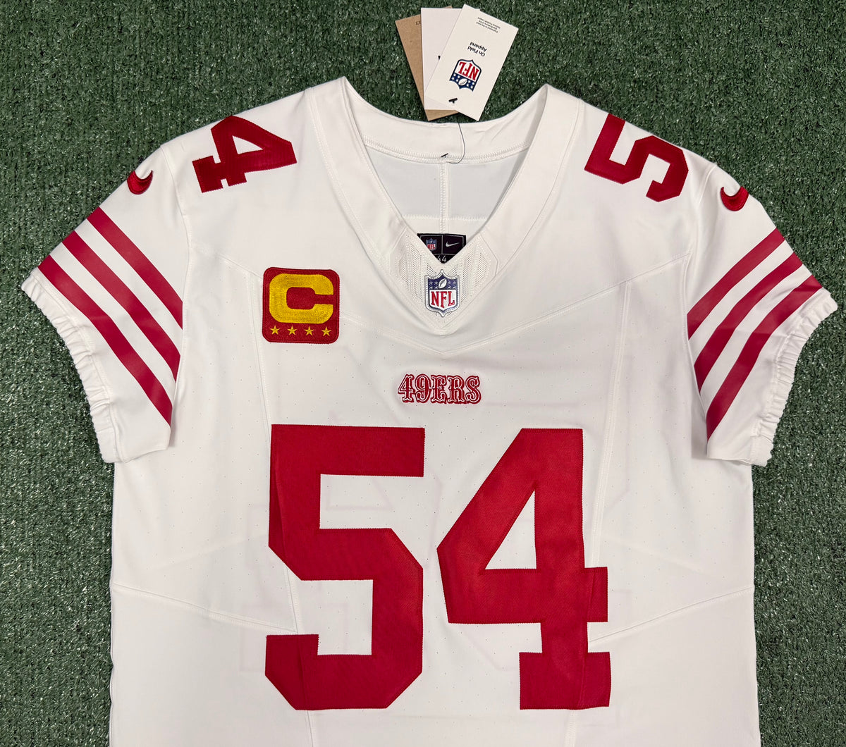 Fred Warner San Francisco 49ers Jersey #54 Nike Vapor FUSE Elite White Size 44 (Large) NFL