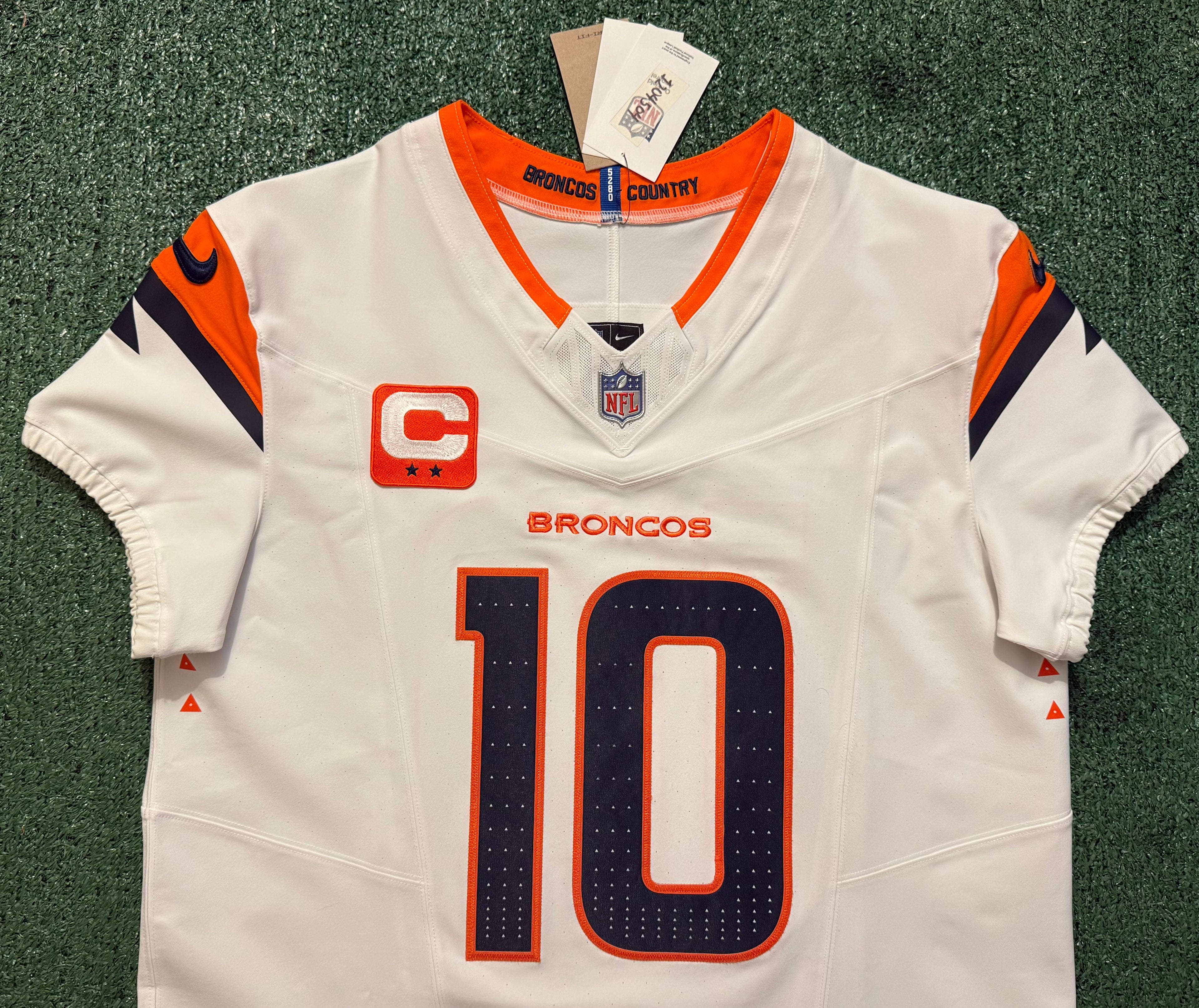 Bo Nix Denver Broncos Jersey #10 Nike Vapor Fuse Elite White Size 44 (L) NFL