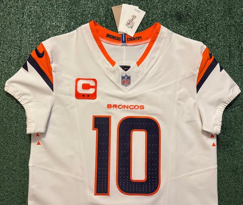 Bo Nix Denver Broncos Jersey #10 Nike Vapor Fuse Elite White Size 44 (L) NFL
