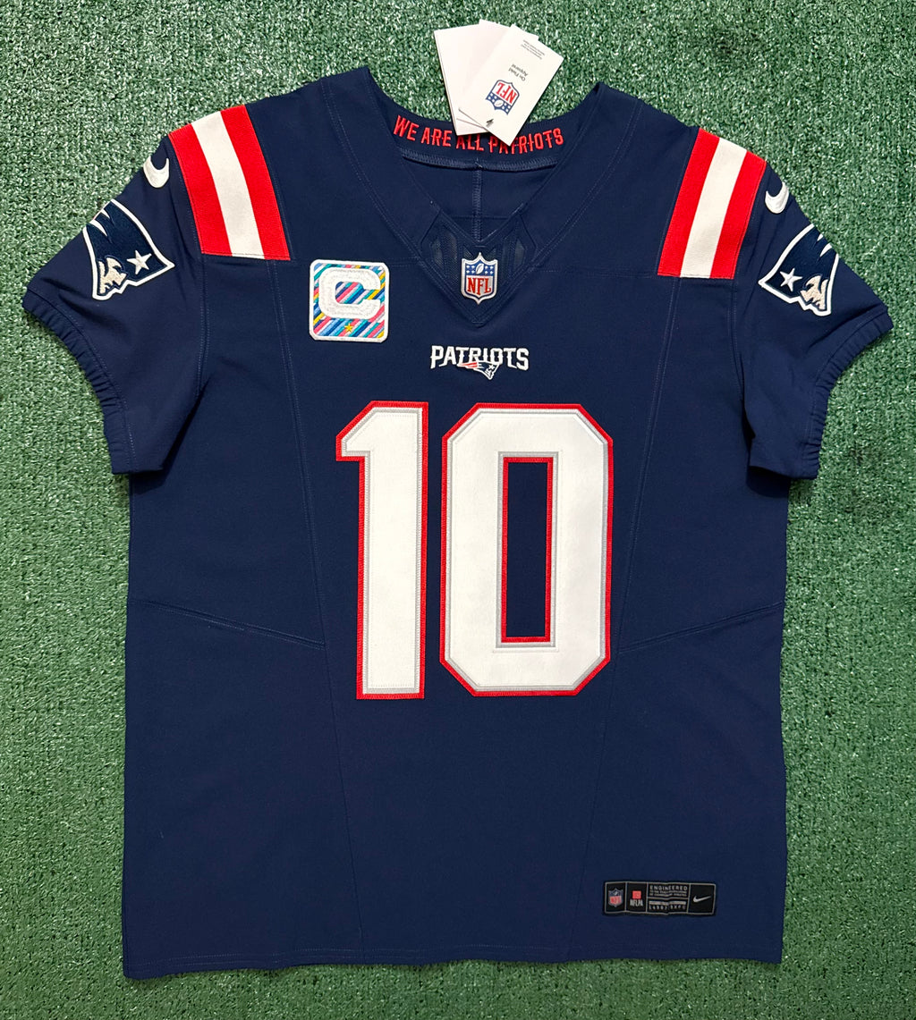 Drake Maye New England Patriots Jersey #10 Nike Vapor Fuse Elite Blue Size 44 (Large) NFL