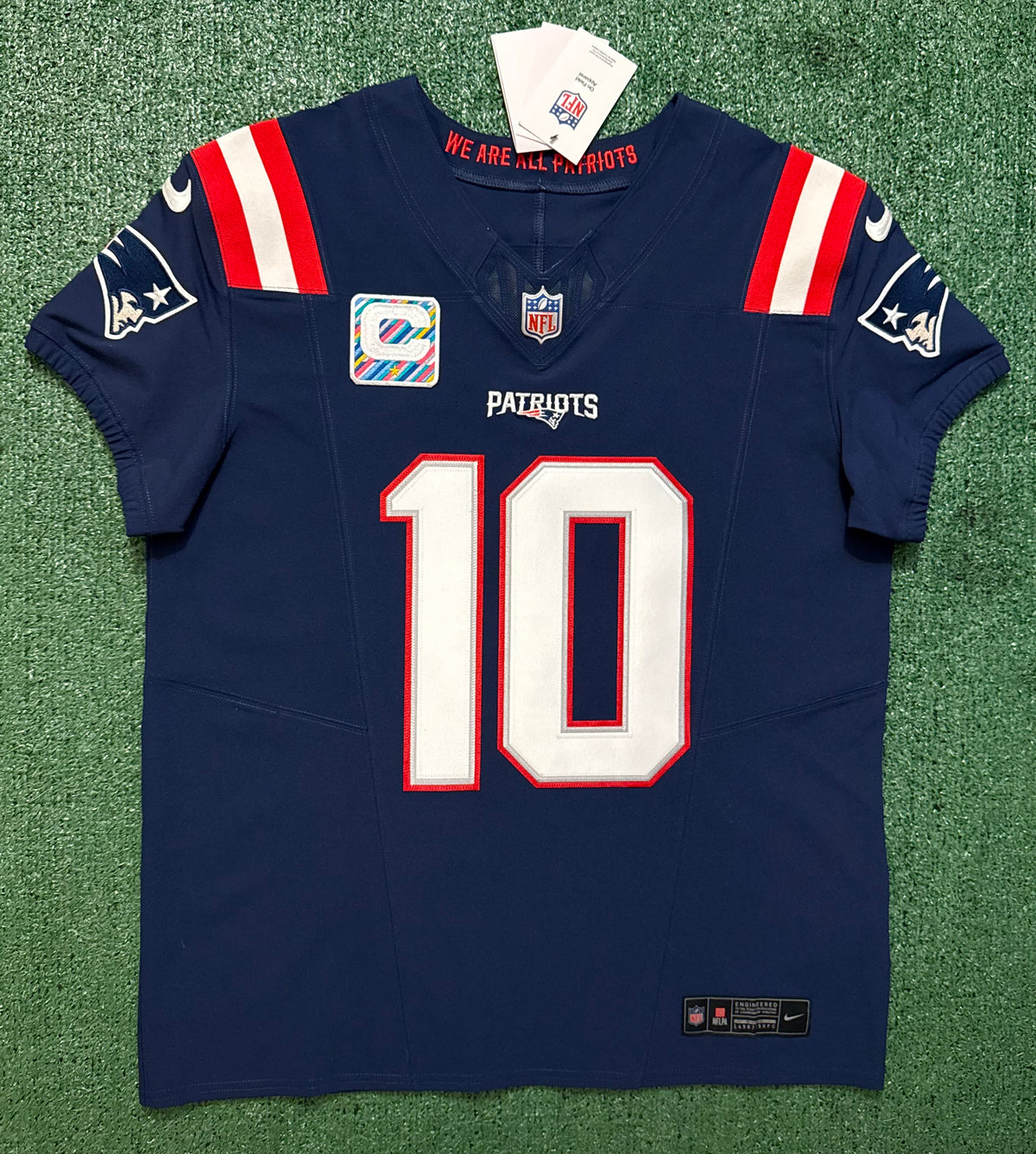 Drake Maye New England Patriots Jersey #10 Nike Vapor Fuse Elite Blue Size 44 (Large) NFL