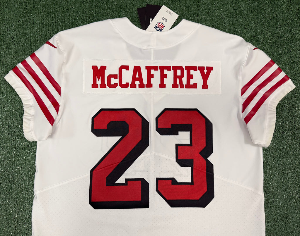 Christian McCaffrey San Francisco 49ers Jersey #23 Nike Vapor FUSE Elite White Size 48 (XL) NFL