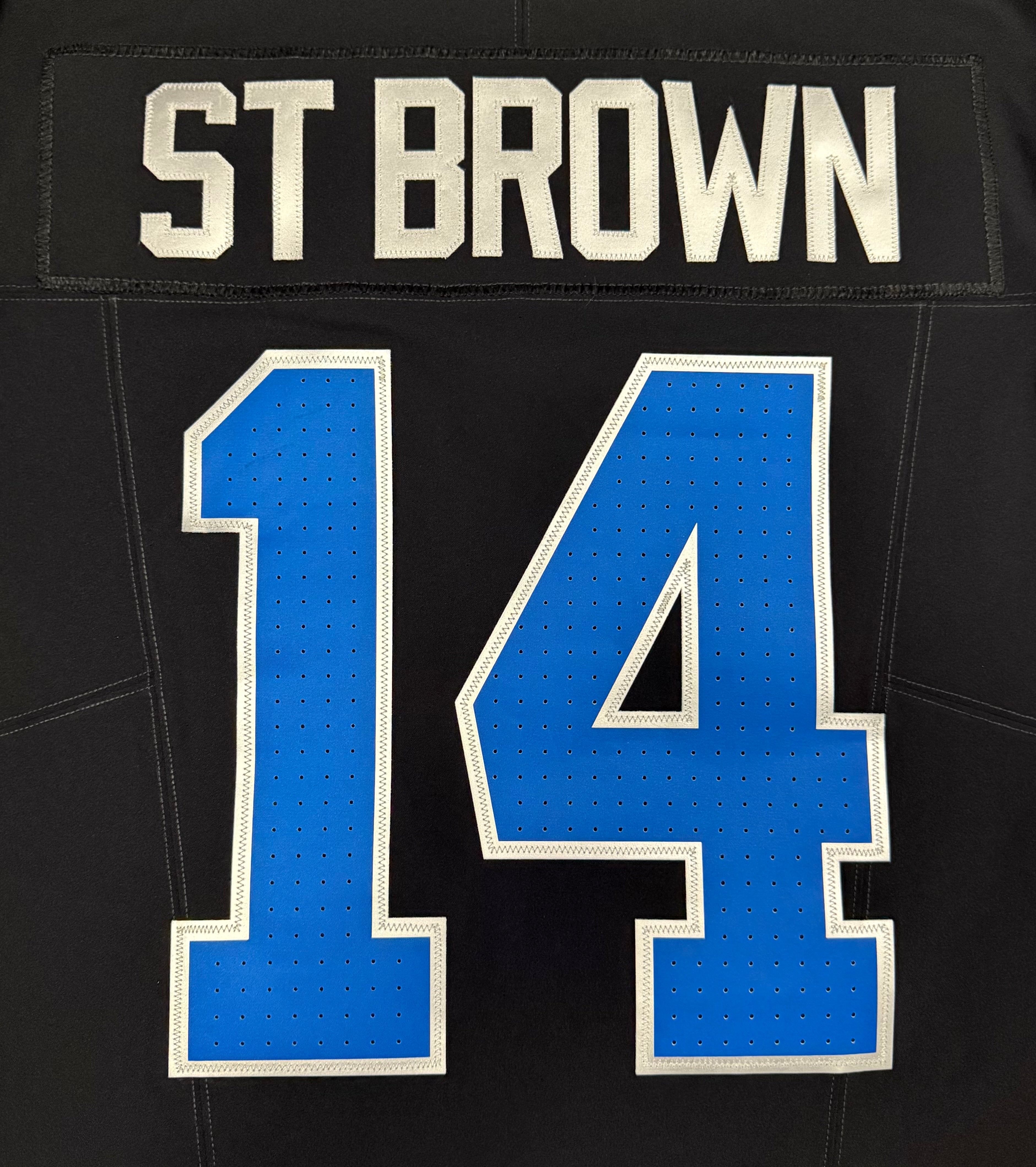 Amon Ra St Brown Detroit Lions Jersey #14 Nike Vapor FUSE Elite Black Size 44 (Large) NFL