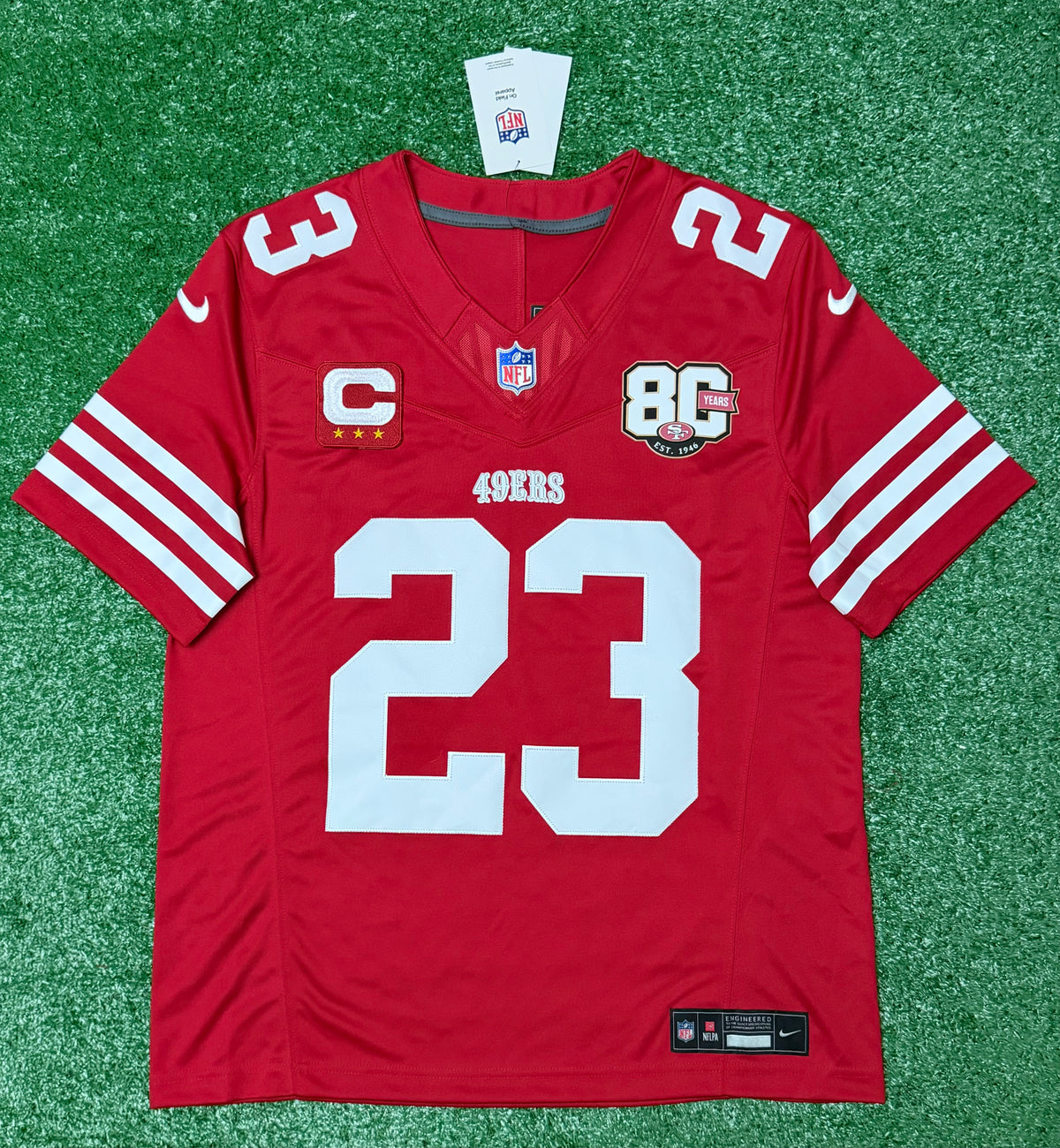 Christian McCaffrey San Francisco 49ers Jersey #23 Nike Vapor Fuse Limited Stitched Red Size (Medium) NFL