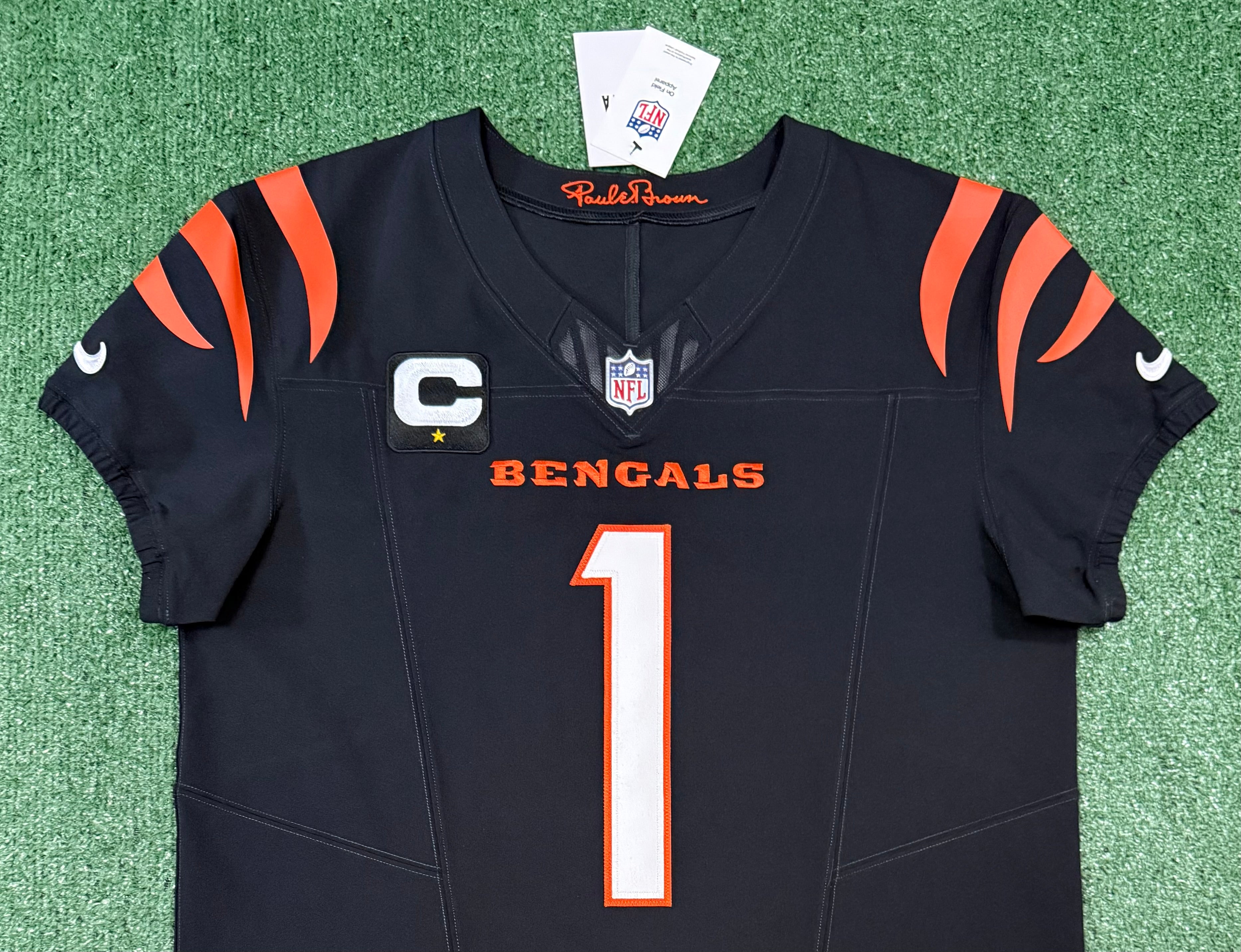 Ja'Marr Chase Cincinnati Bengals Jersey #1 Nike Vapor Fuse Elite Black Size 44 (L) NFL