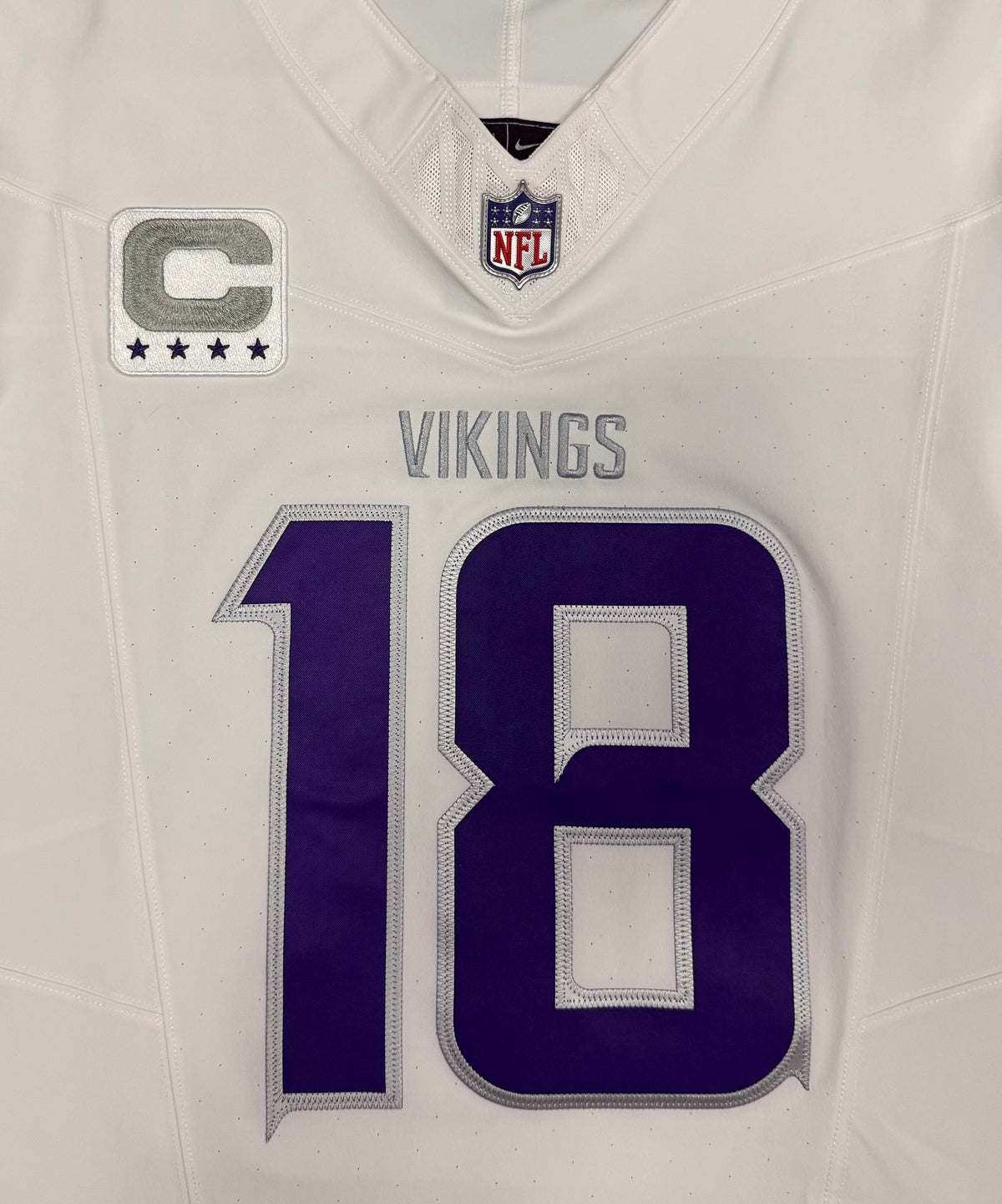 Justin Jefferson Minnesota Vikings Jersey #18 Nike Vapor FUSE Elite White Size 40 (Medium) NFL