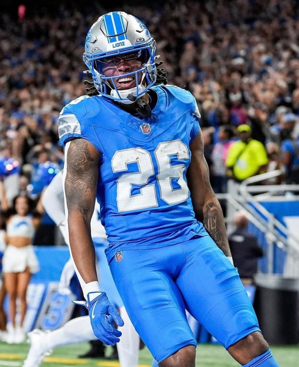 Jahmyr Gibbs Detroit Lions Jersey #26 Nike Vapor FUSE Elite Blue Size 40 (Medium) NFL