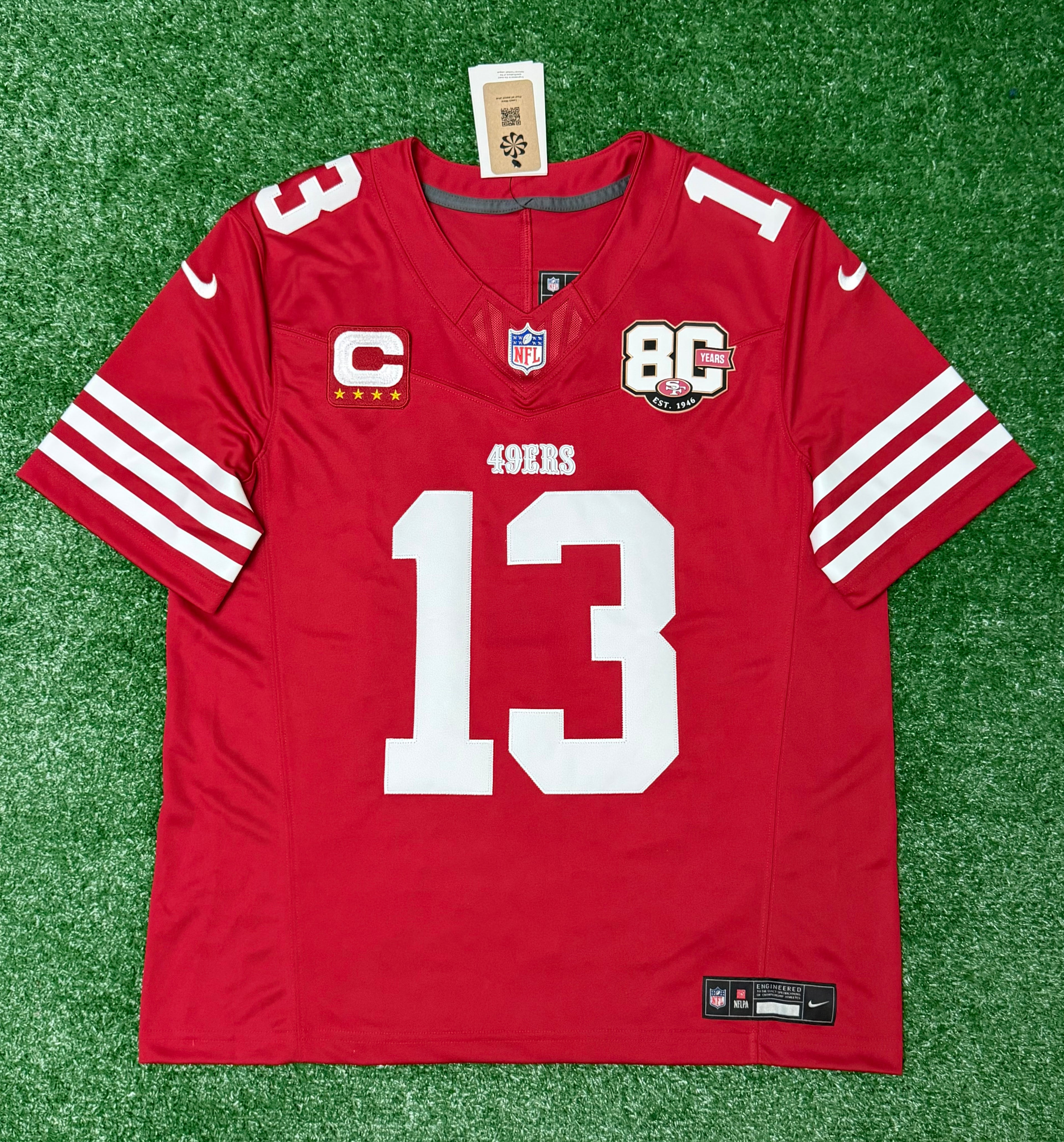 Brock Purdy San Francisco 49ers Jersey #13 Nike Vapor Fuse Limited Stitched Red Size (Large) NFL