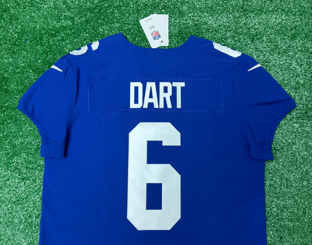 Jaxson Dart New York Giants Jersey #6 Nike Vapor FUSE Elite Blue Size 48 (XL) NFL