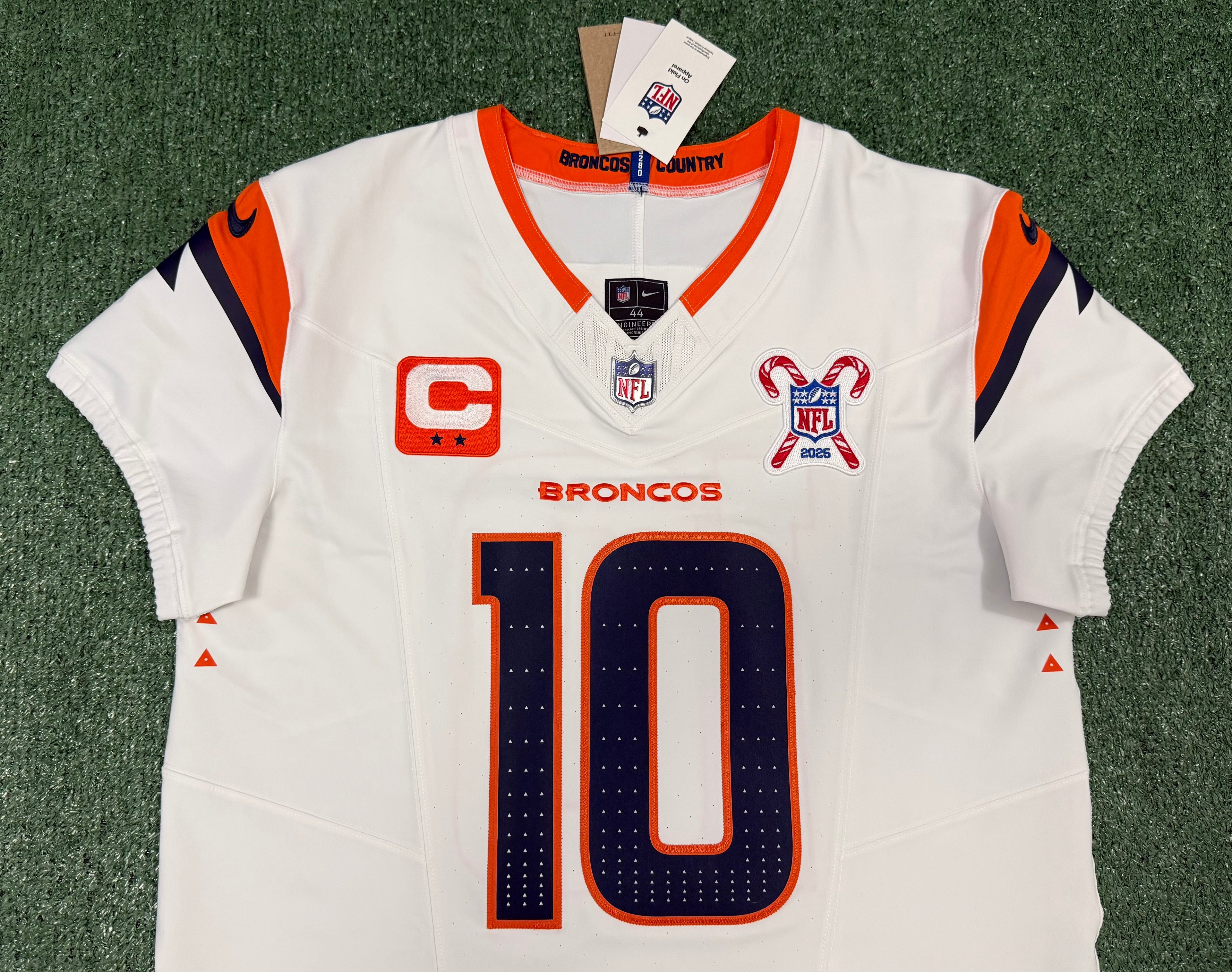 Bo Nix Denver Broncos Jersey #10 Nike Vapor Fuse Elite White Size 44 (L) NFL