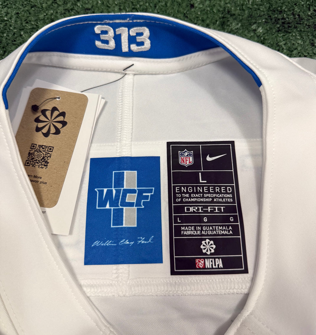 Amon Ra St Brown Detroit Lions Jersey #14 Nike Vapor Fuse Stitched Limited White Size (Large) NFL