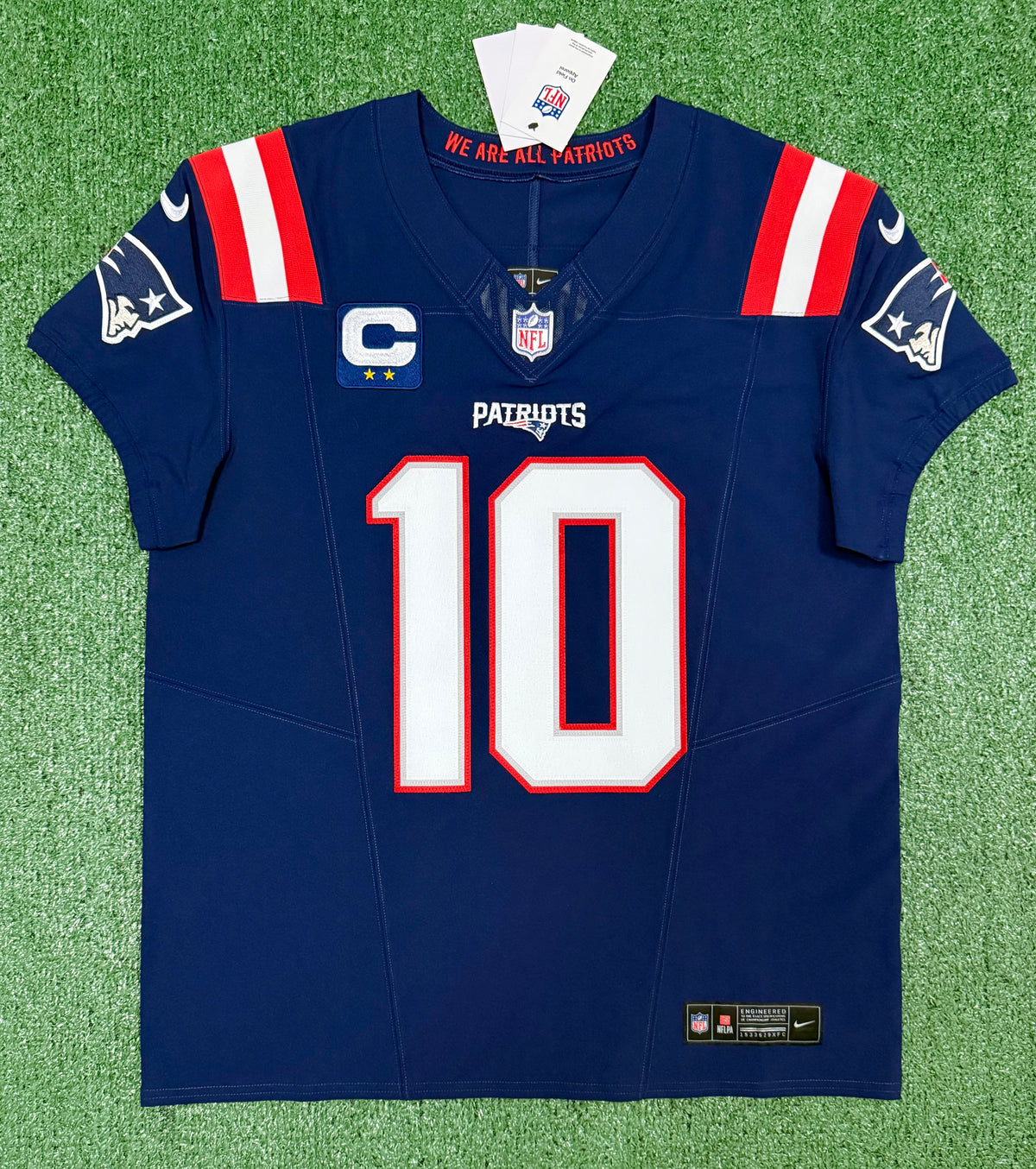 Drake Maye New England Patriots Jersey #10 Nike Vapor Fuse Elite Blue Size 44 (Large) NFL