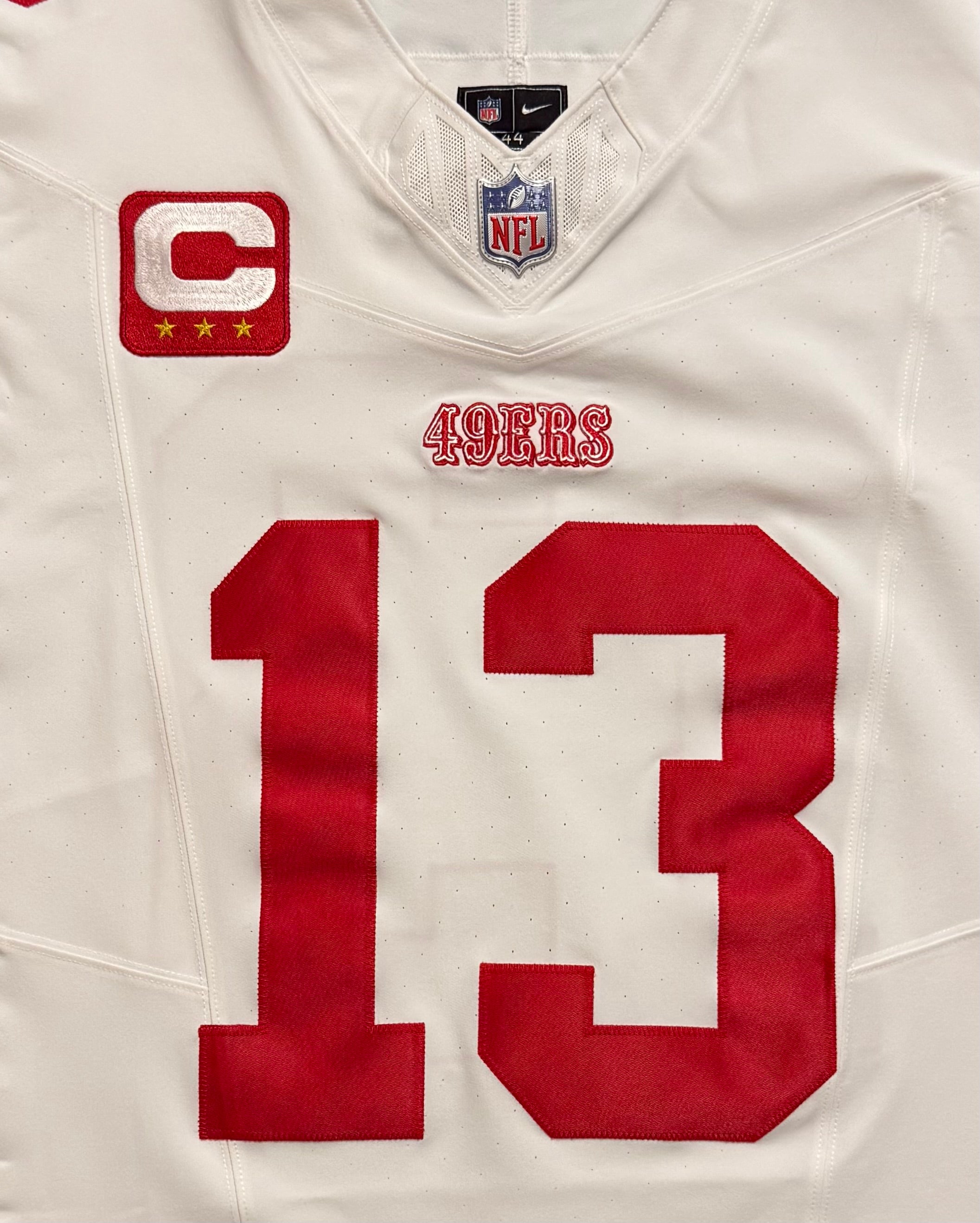 Brock Purdy San Francisco 49ers Jersey #13 Nike Vapor FUSE Elite White Size 44 (Large) NFL