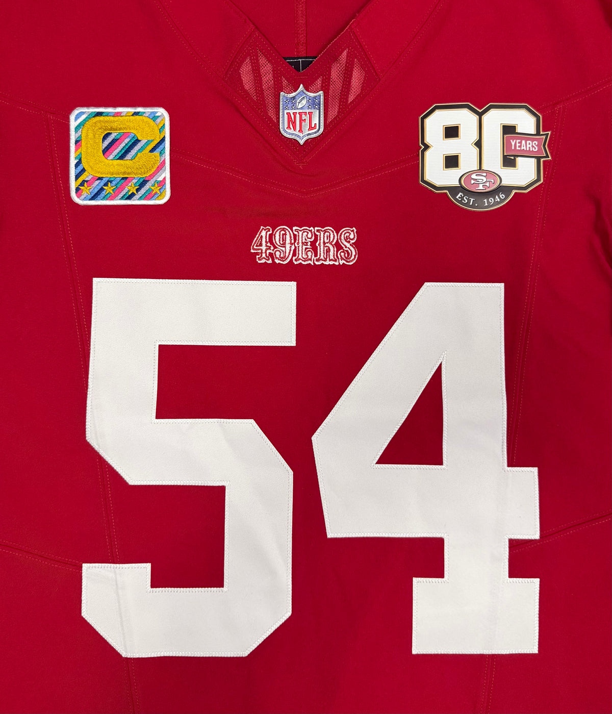 Fred Warner San Francisco 49ers Jersey #54 Nike Vapor FUSE Elite Red Size 40 (Medium) NFL