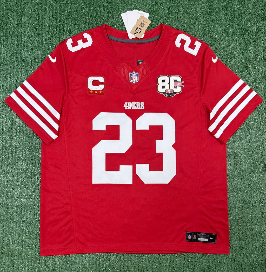 Christian McCaffrey San Francisco 49ers Jersey #23 Nike Vapor Fuse Limited Stitched Red Size (XL) NFL
