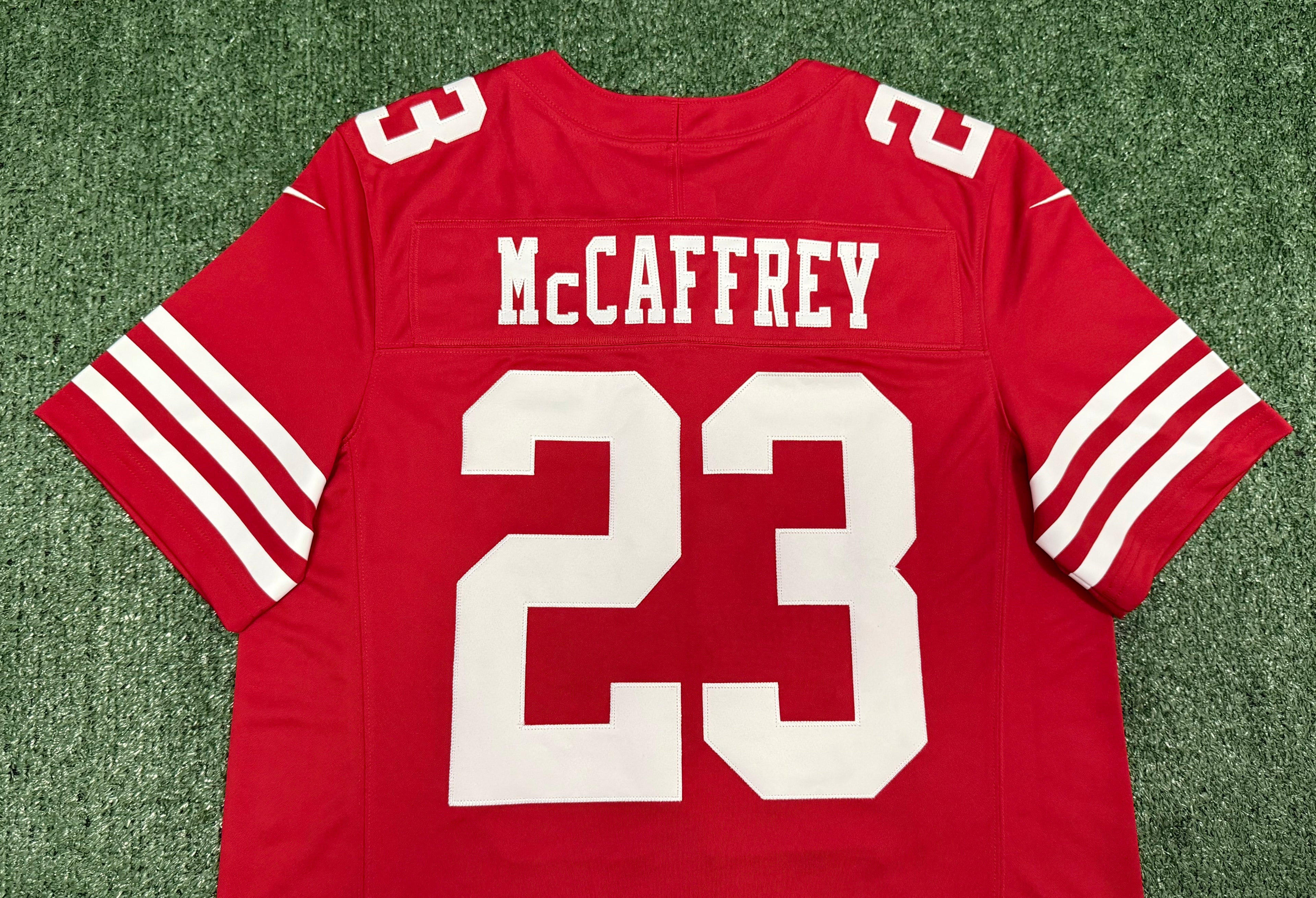 Christian McCaffrey San Francisco 49ers Jersey #23 Nike Vapor Fuse Limited Stitched Red Size (Large) NFL