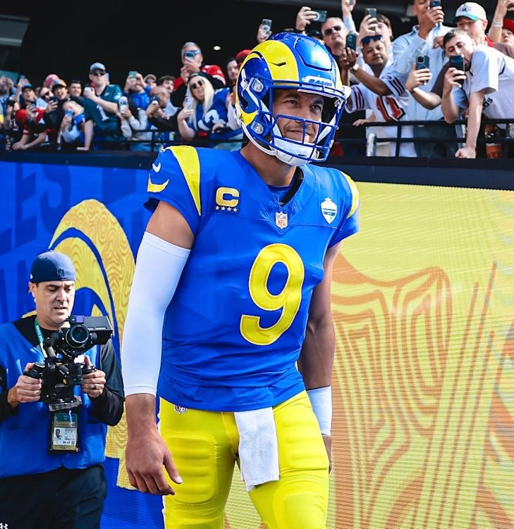 Matthew Stafford Los Angeles Rams Jersey #9 Nike Vapor Fuse Limited Stitched Blue Size (Large) NFL