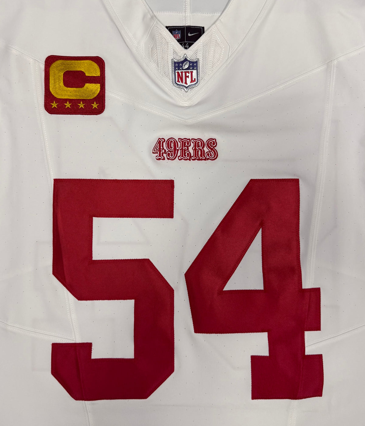 Fred Warner San Francisco 49ers Jersey #54 Nike Vapor FUSE Elite White Size 44 (Large) NFL