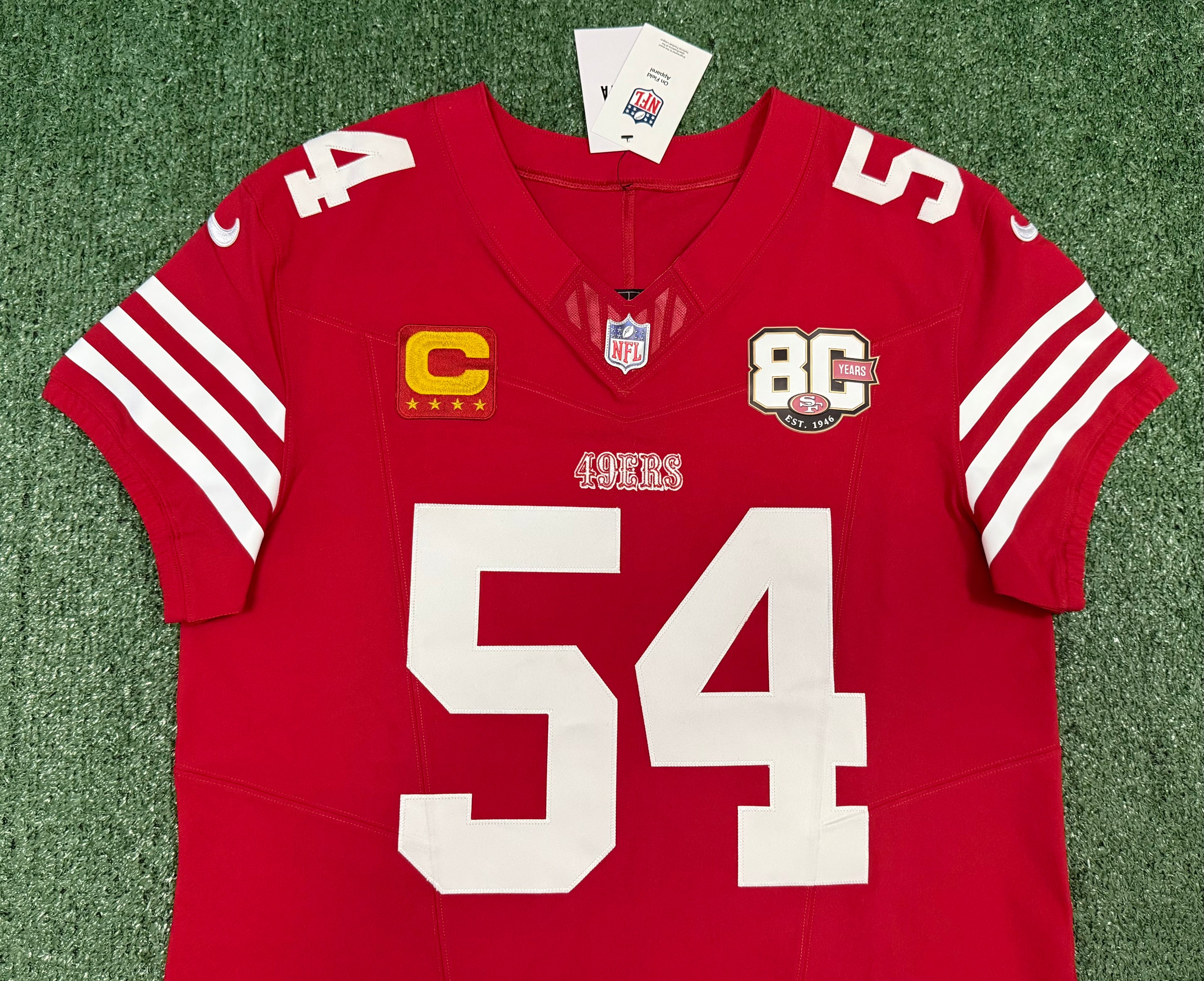 Fred Warner San Francisco 49ers Jersey #54 Nike Vapor FUSE Elite Red Size 44 (Large) NFL