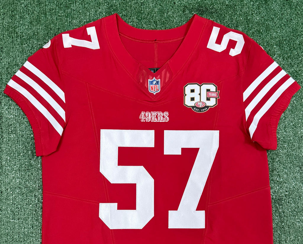 Dre Greenlaw San Francisco 49ers Jersey #57 Nike Vapor FUSE Elite Red Size 44 (Large) NFL